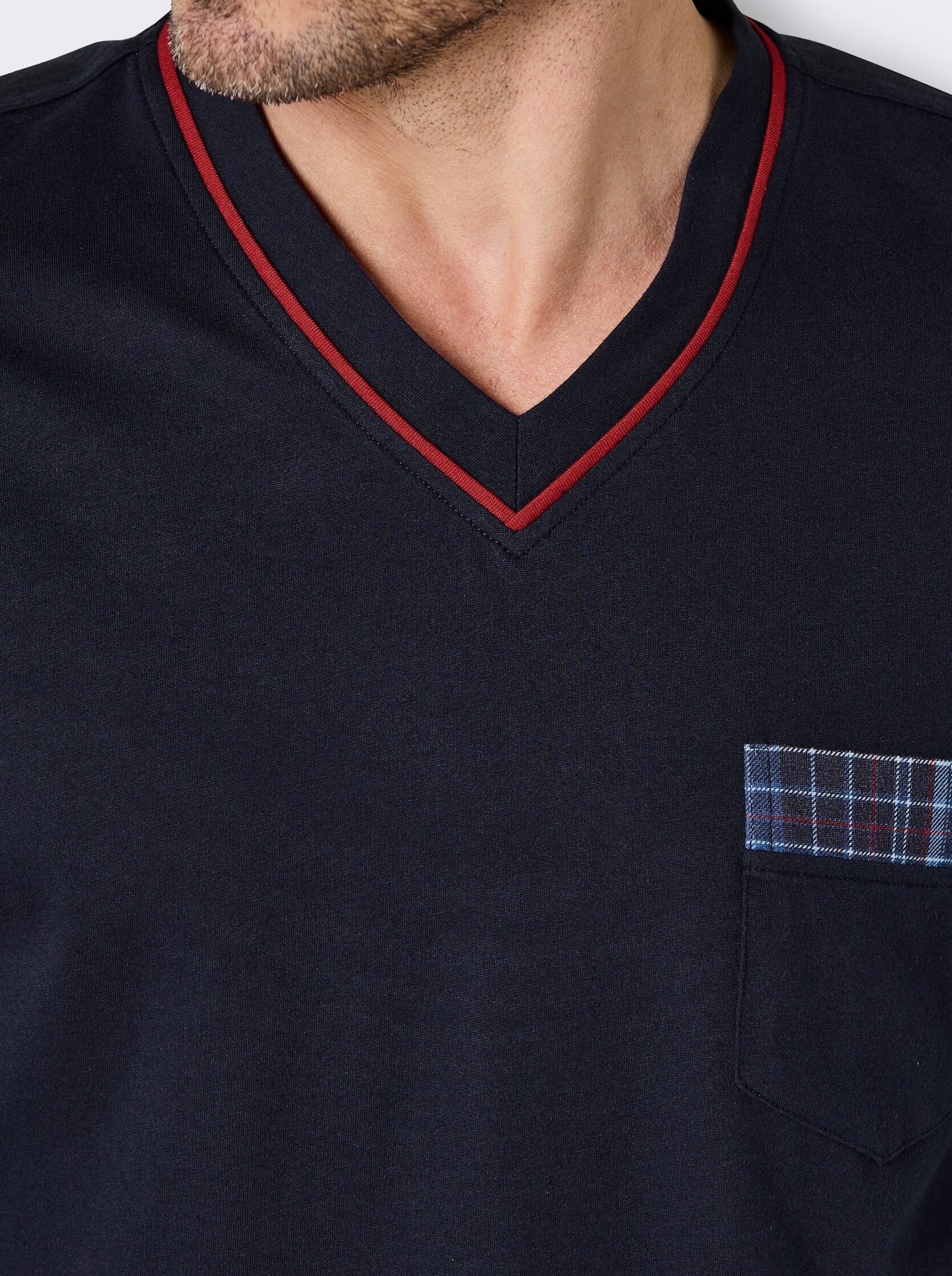 wäschepur men Schlafanzug - marine-dunkelrot-kariert