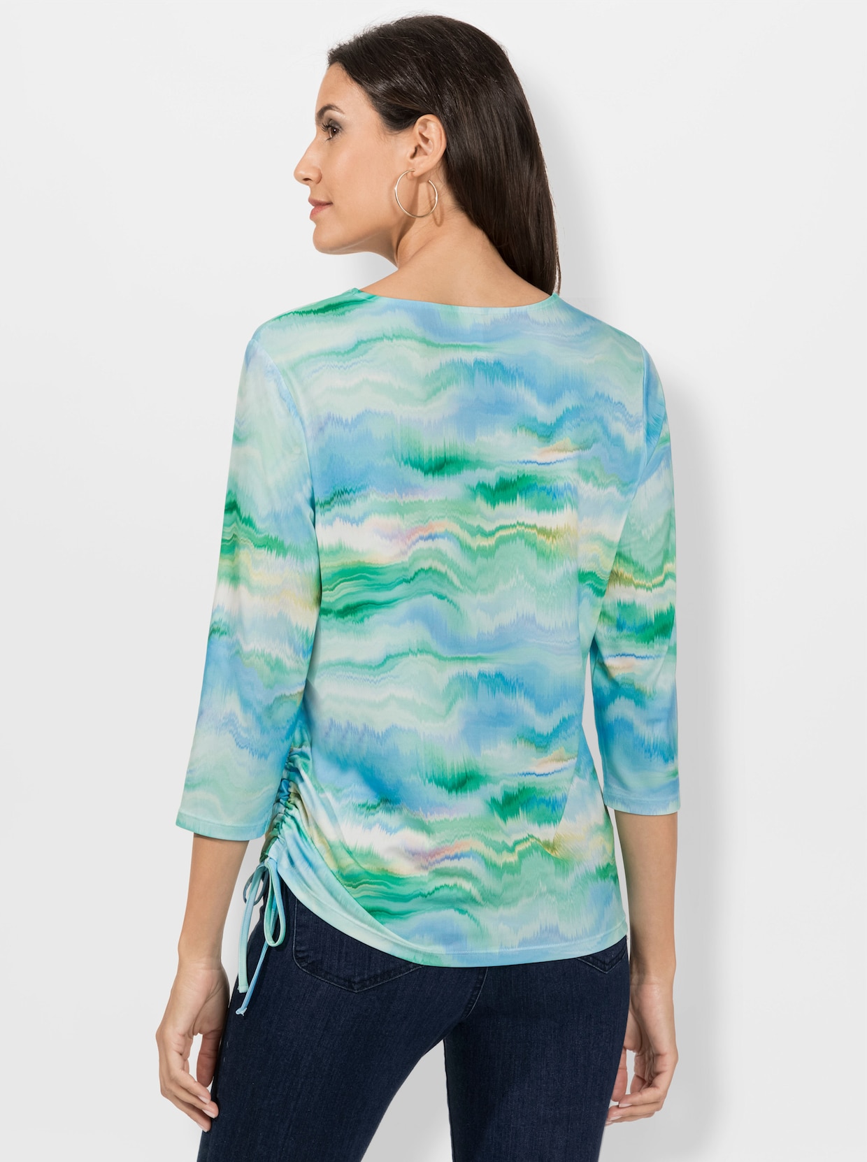 Print-Shirt - blaugrün-smaragd-bedruckt