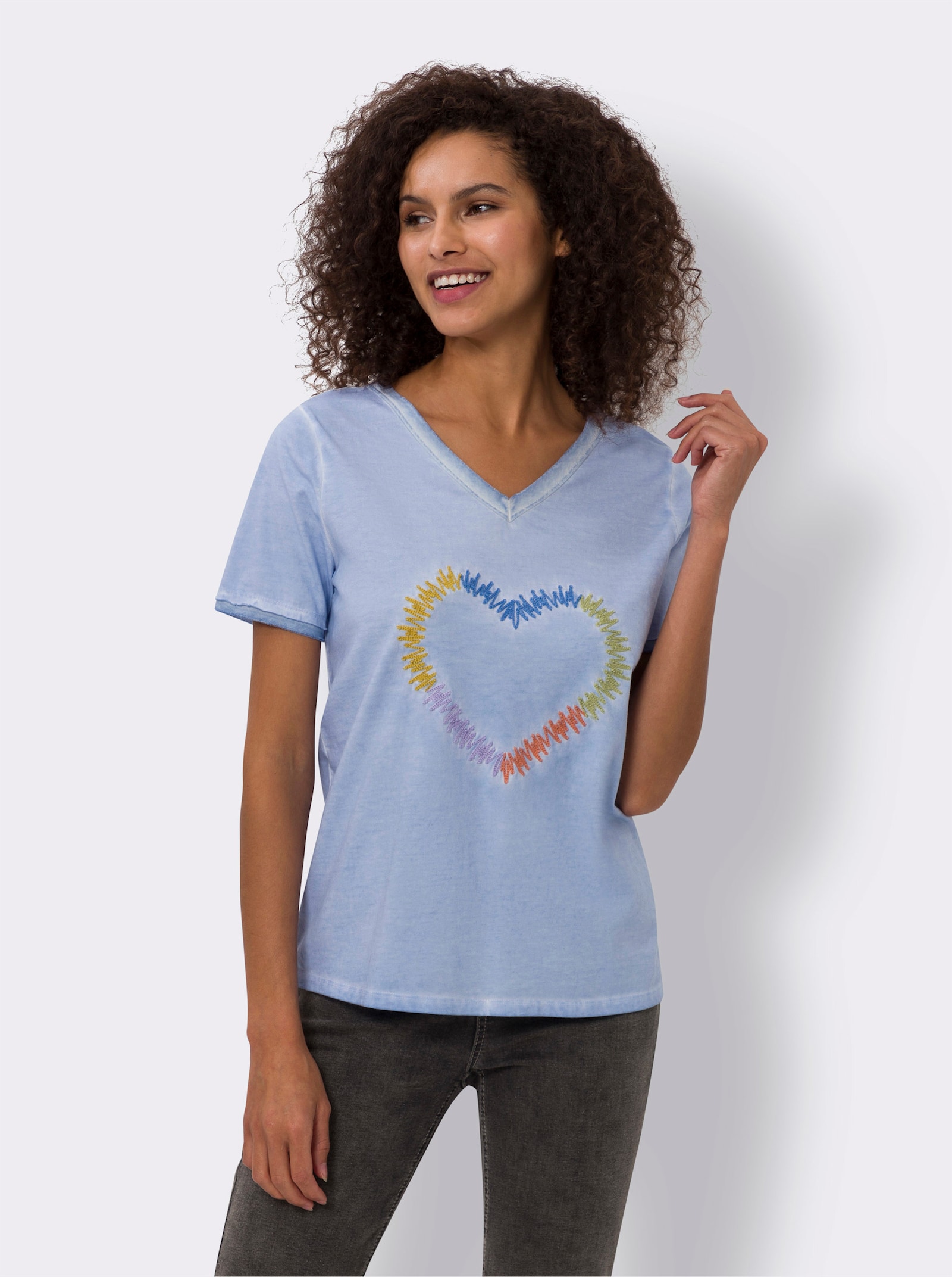 heine T-shirt avec cœur brodé - bleu glacier