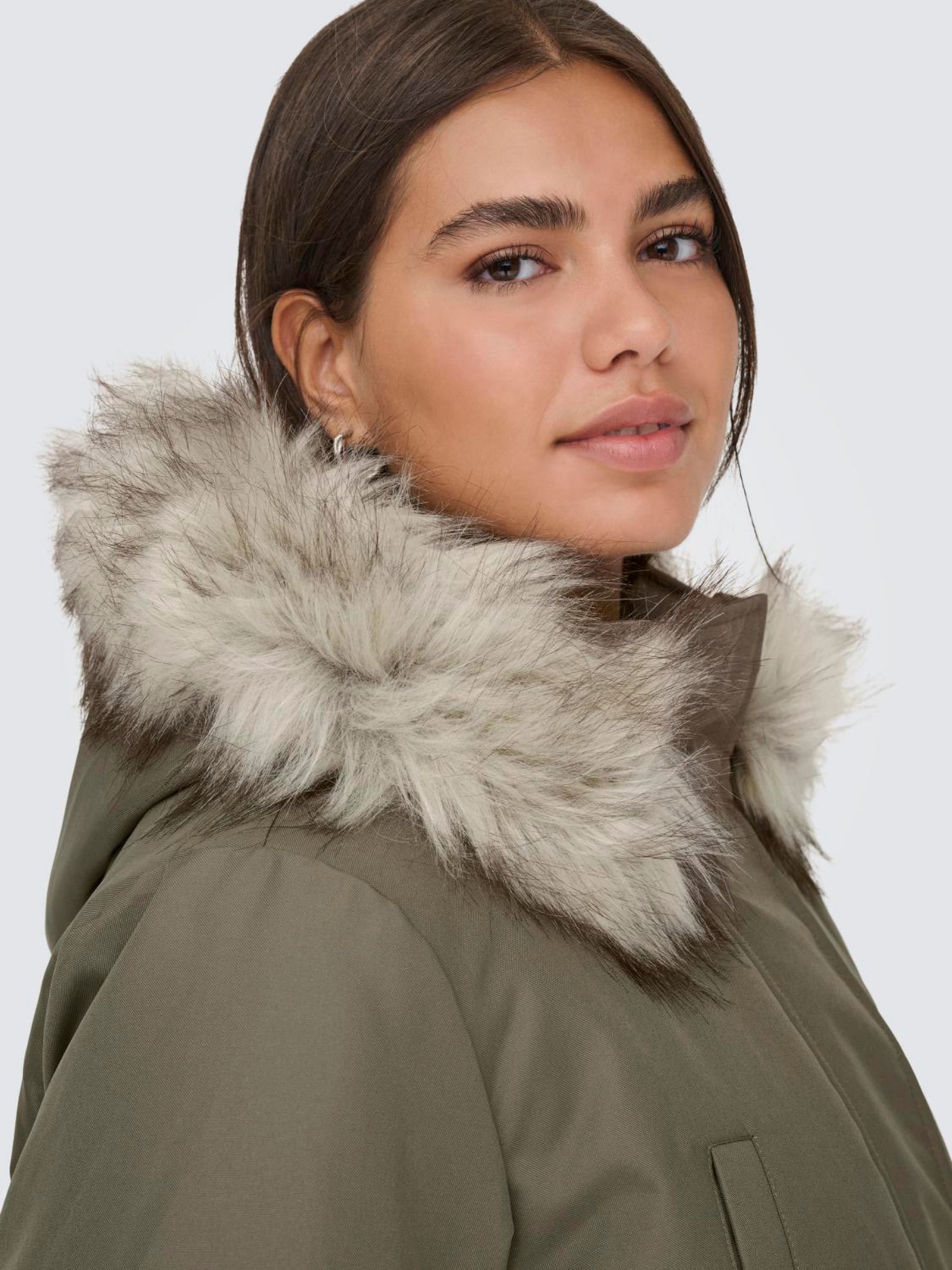 ONLY CARMAKOMA Parka - stone gray detail:nature fur