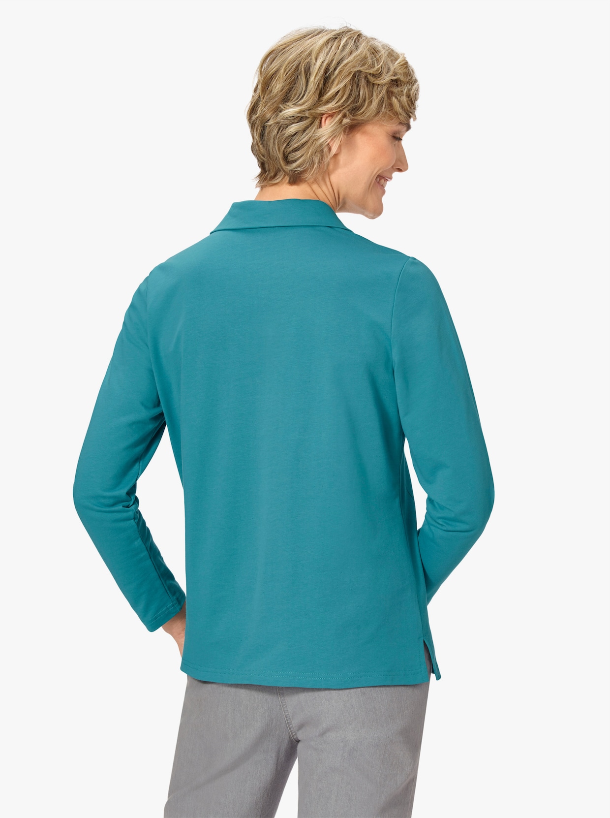 Sweatshirt - turquoise gedessineerd