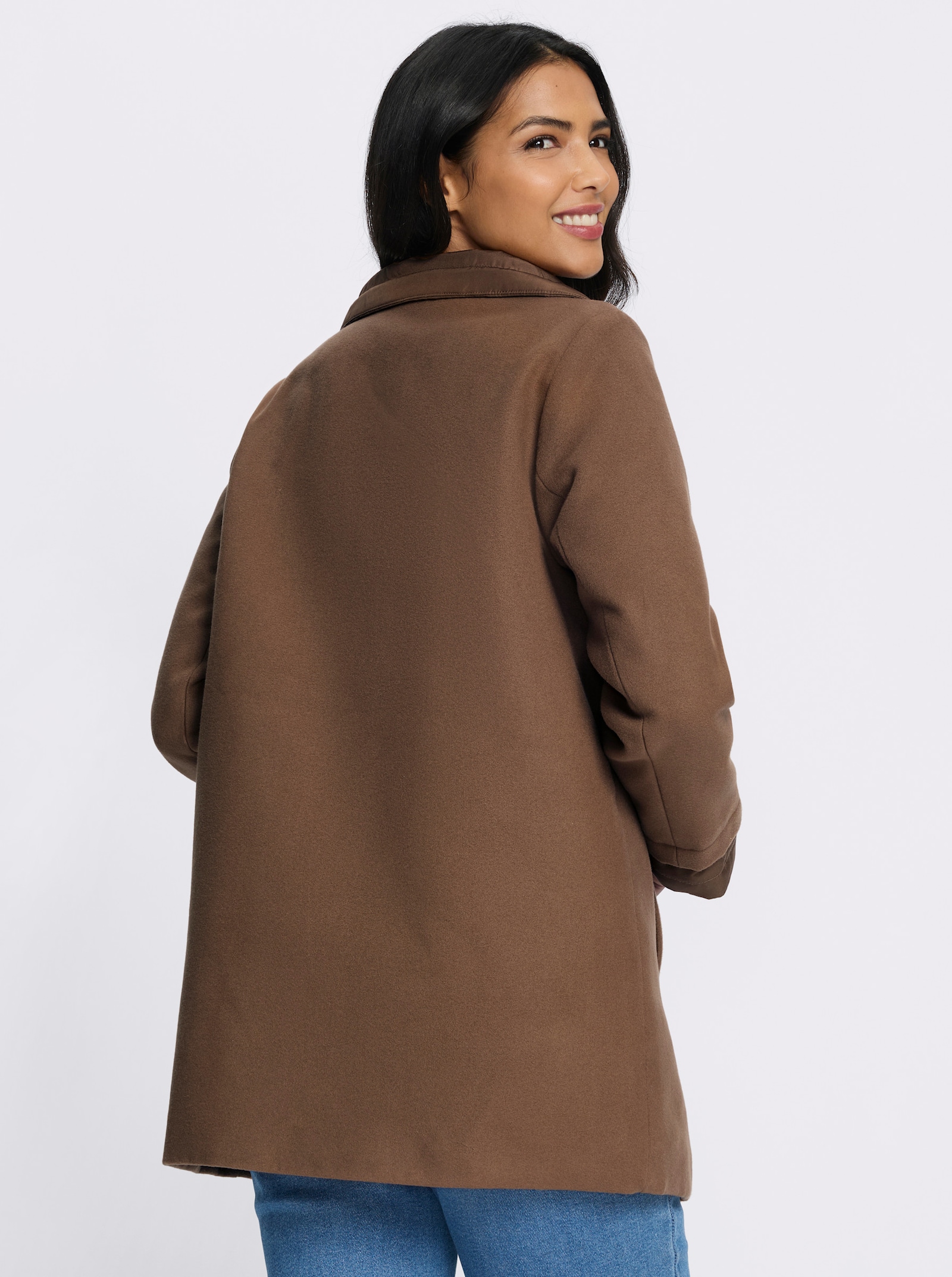 Longjacke mit Stepp-Einsätzen - braun