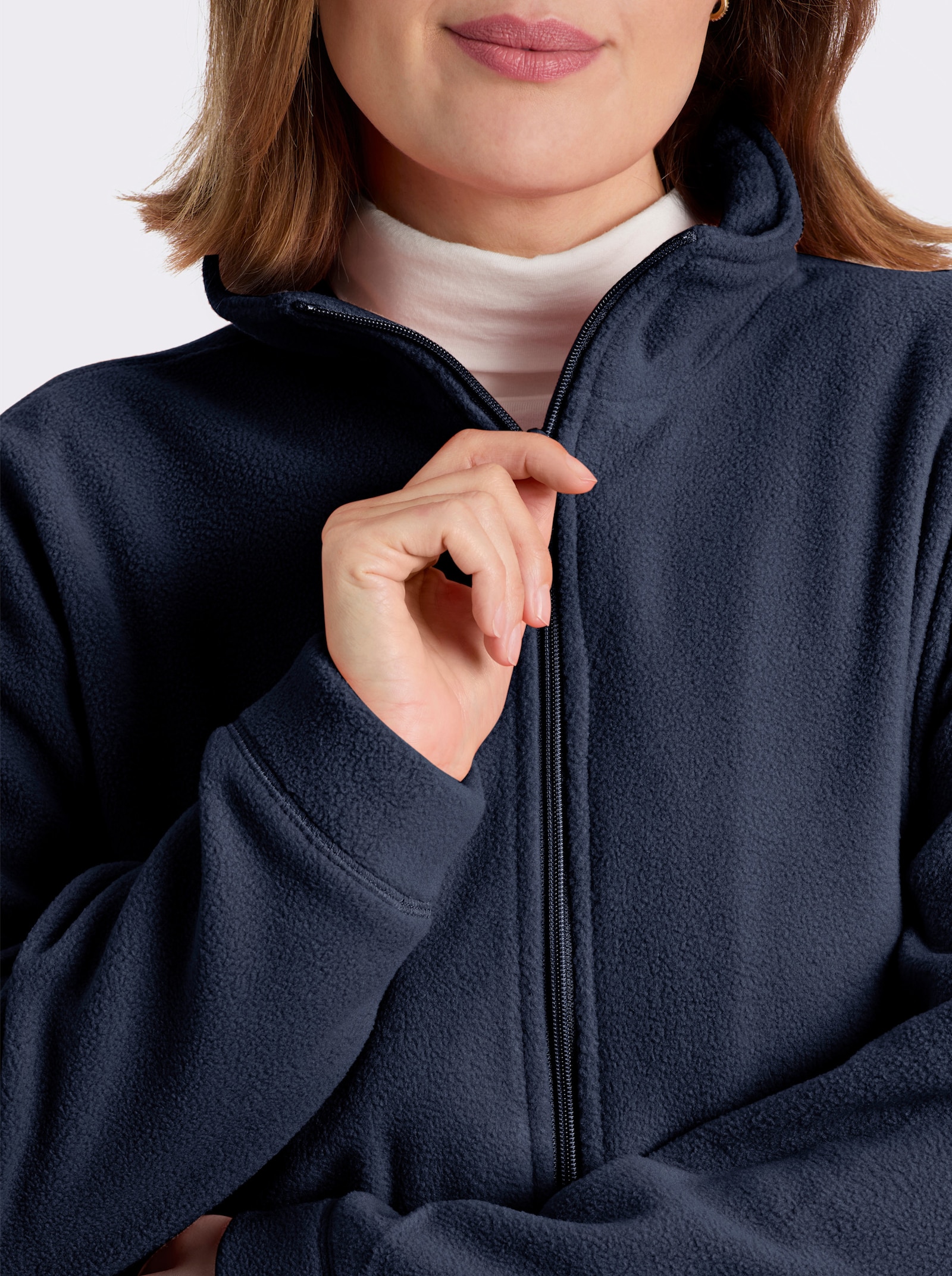 Fleecejacke Kordeldurchzug am Saum - marine