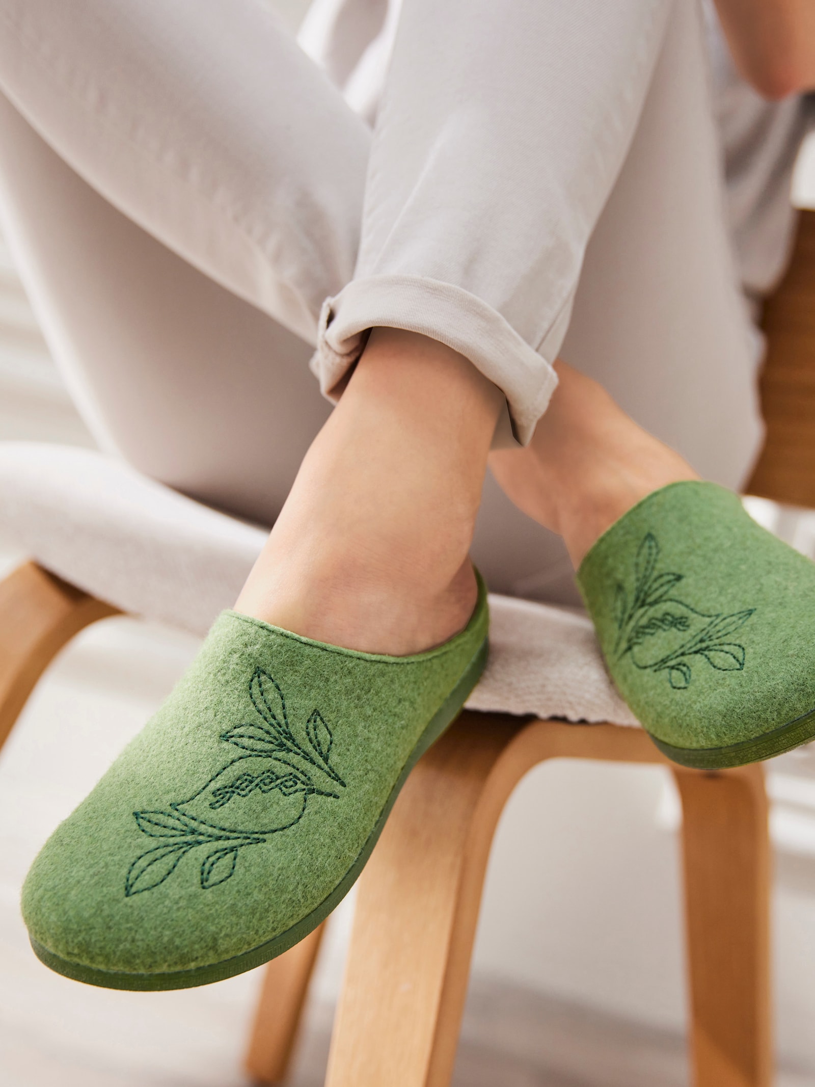 Waldläufer Pantoffel mit Polsterung - apfel