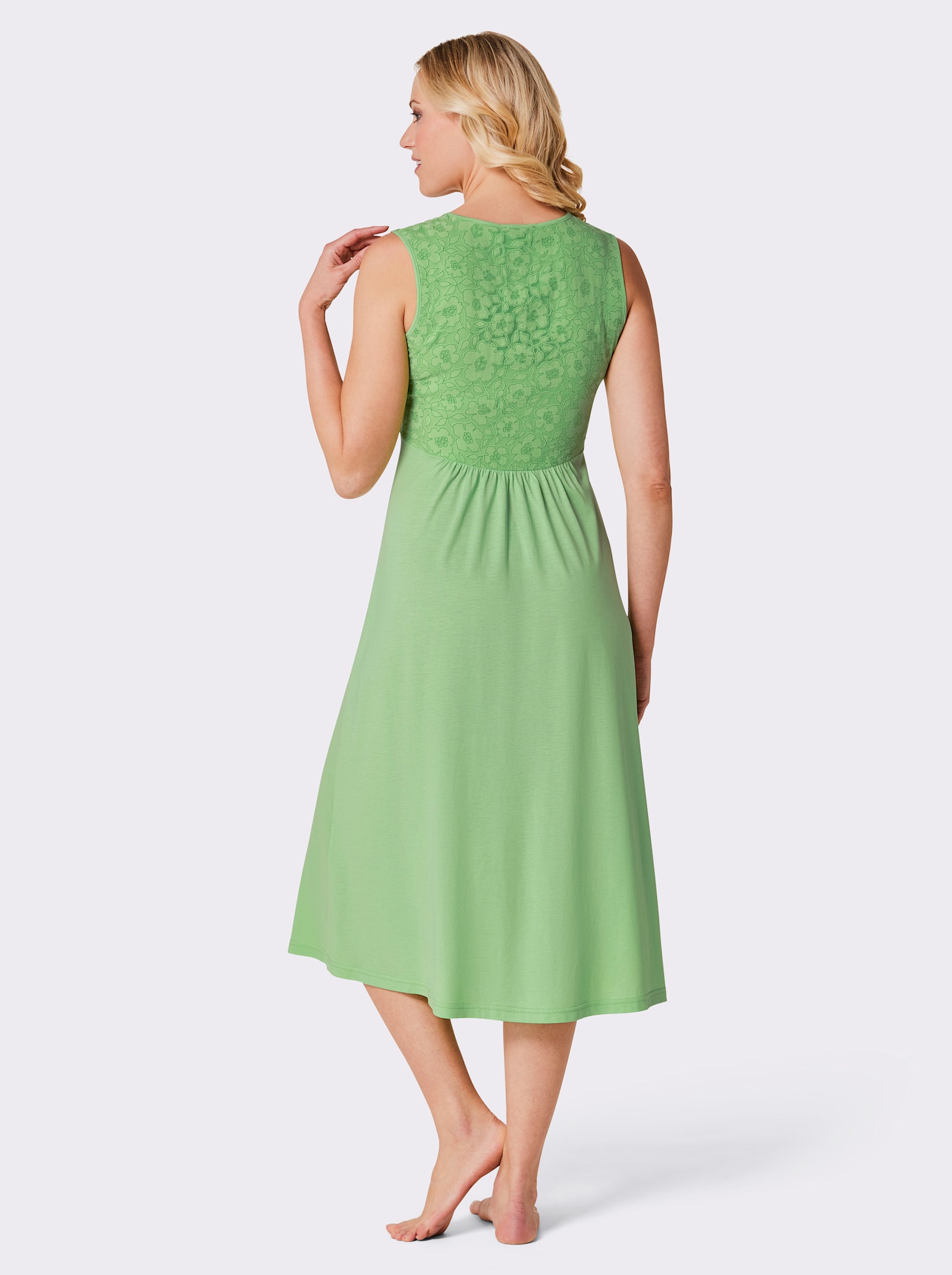 Ascafa Chemise de nuit avec dentelle en qualité dévoré - réséda