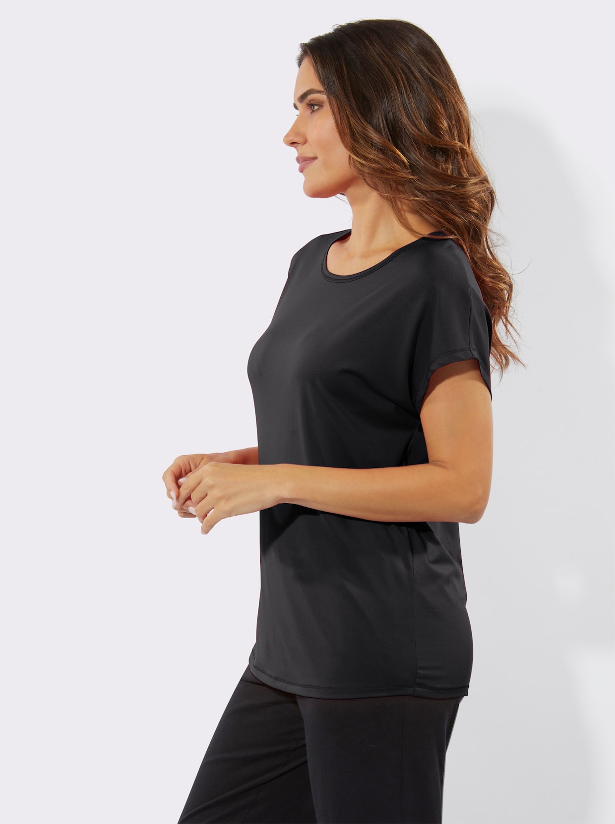 Rundhalsshirt - schwarz