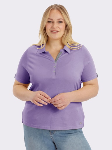 Poloshirt mit Zierriegel - flieder