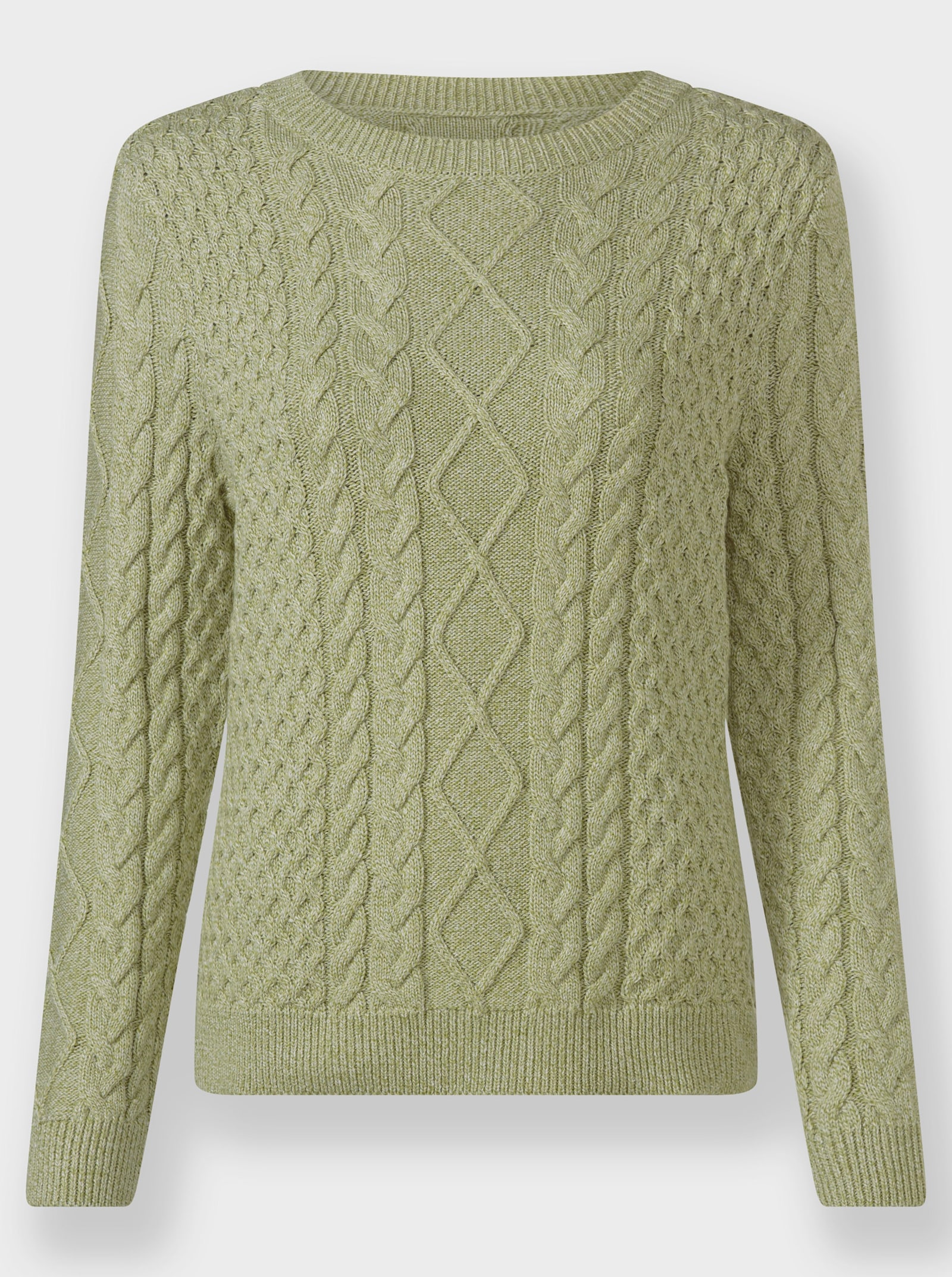 Pull en tricot au mélange de motifs - vert chiné