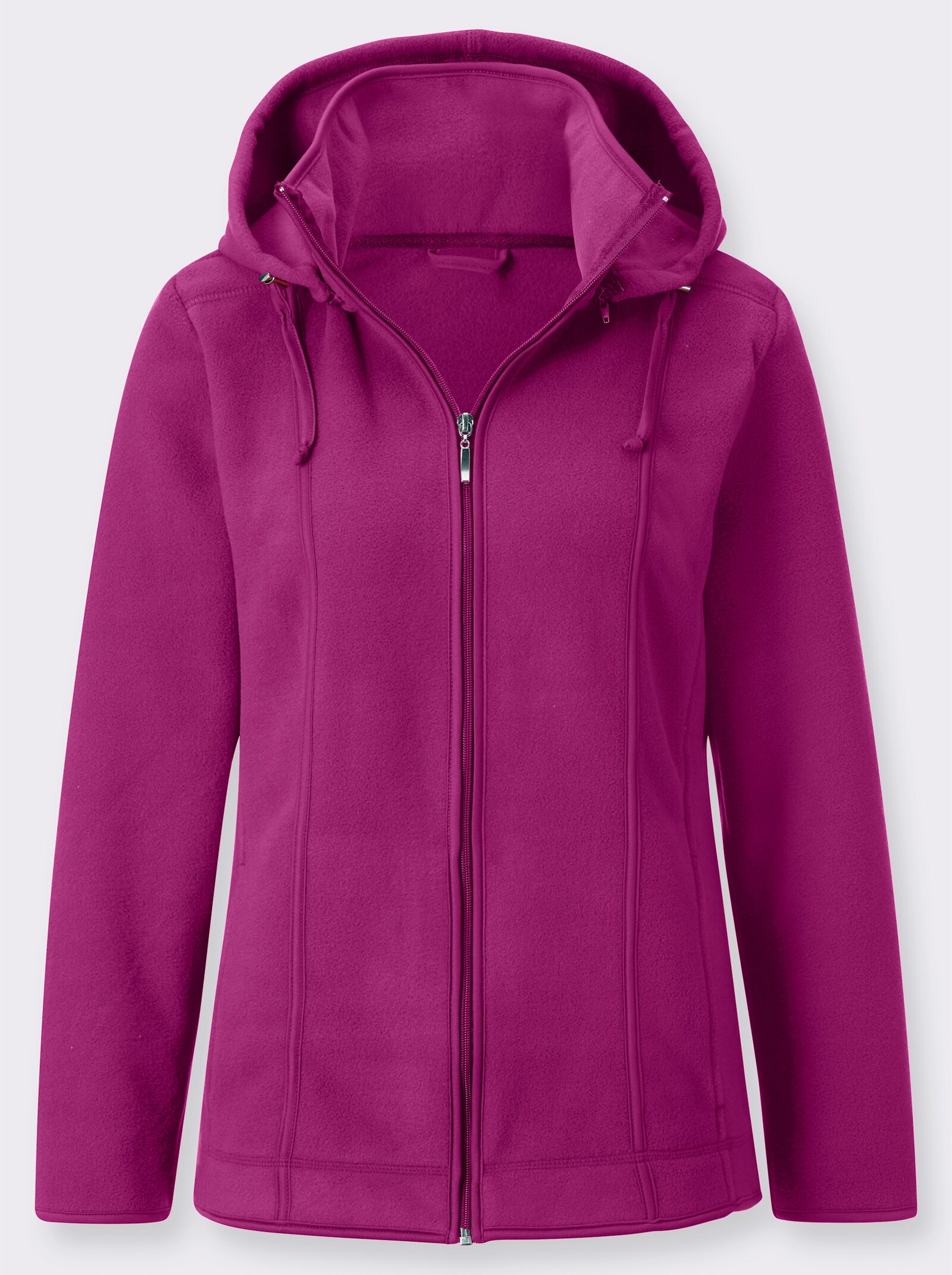 Fleecejack met afneembare capuchon - fuchsia