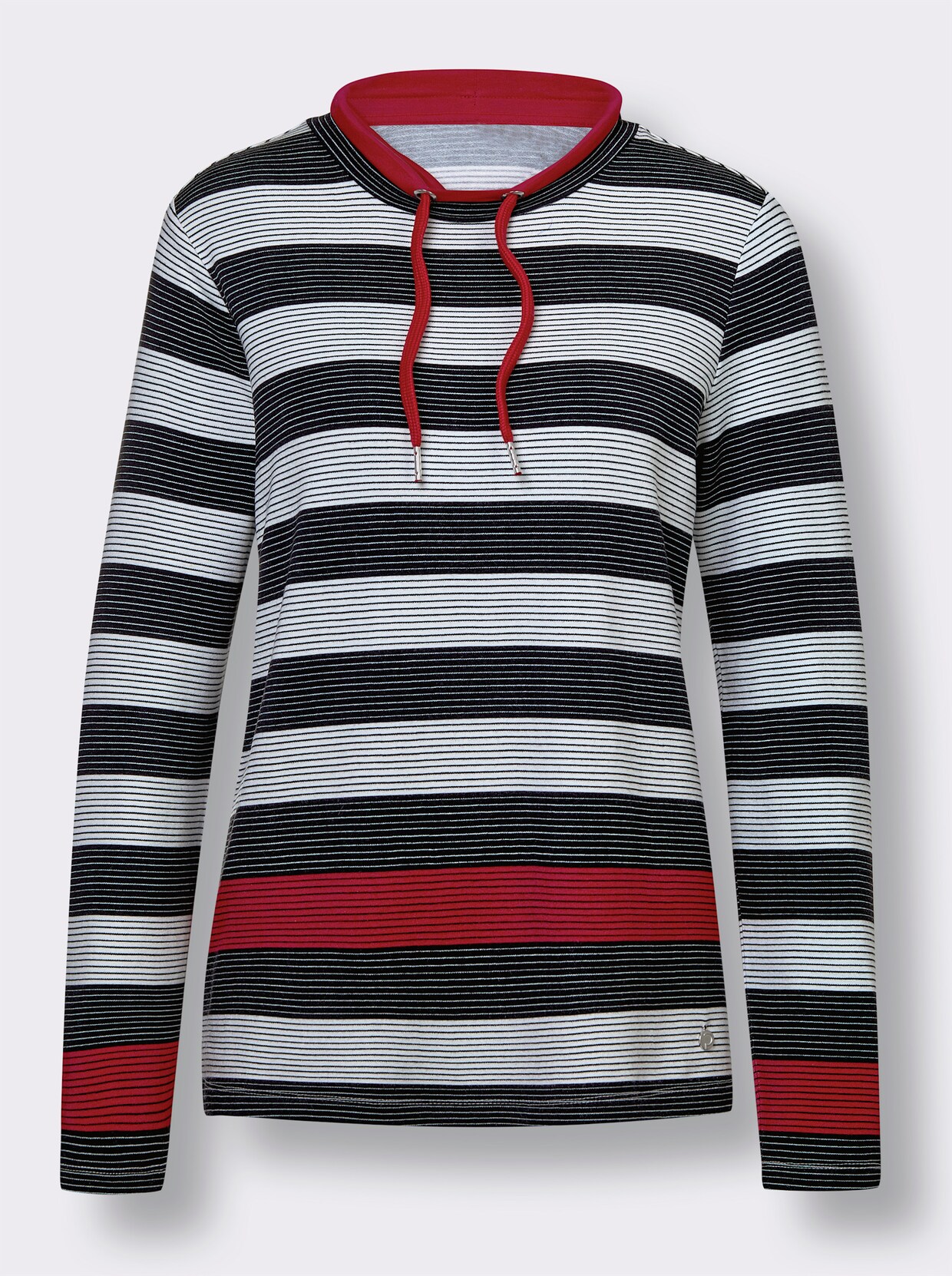 CREATION L PREMIUM Sweatshirt - zwart/rood gestreept