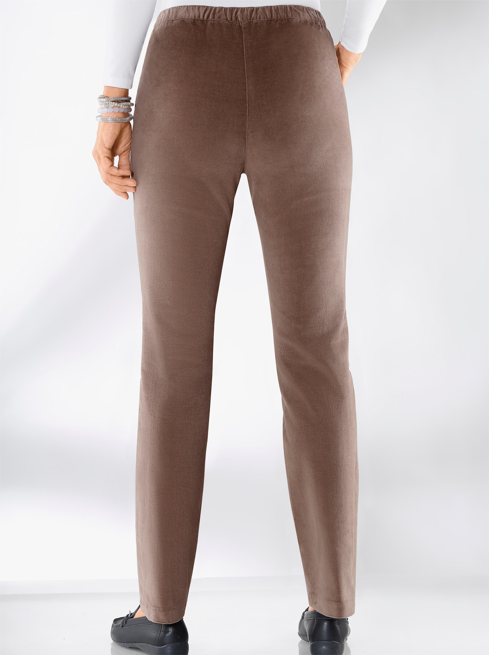 Comfortbroek met afkledende siernaad - taupe