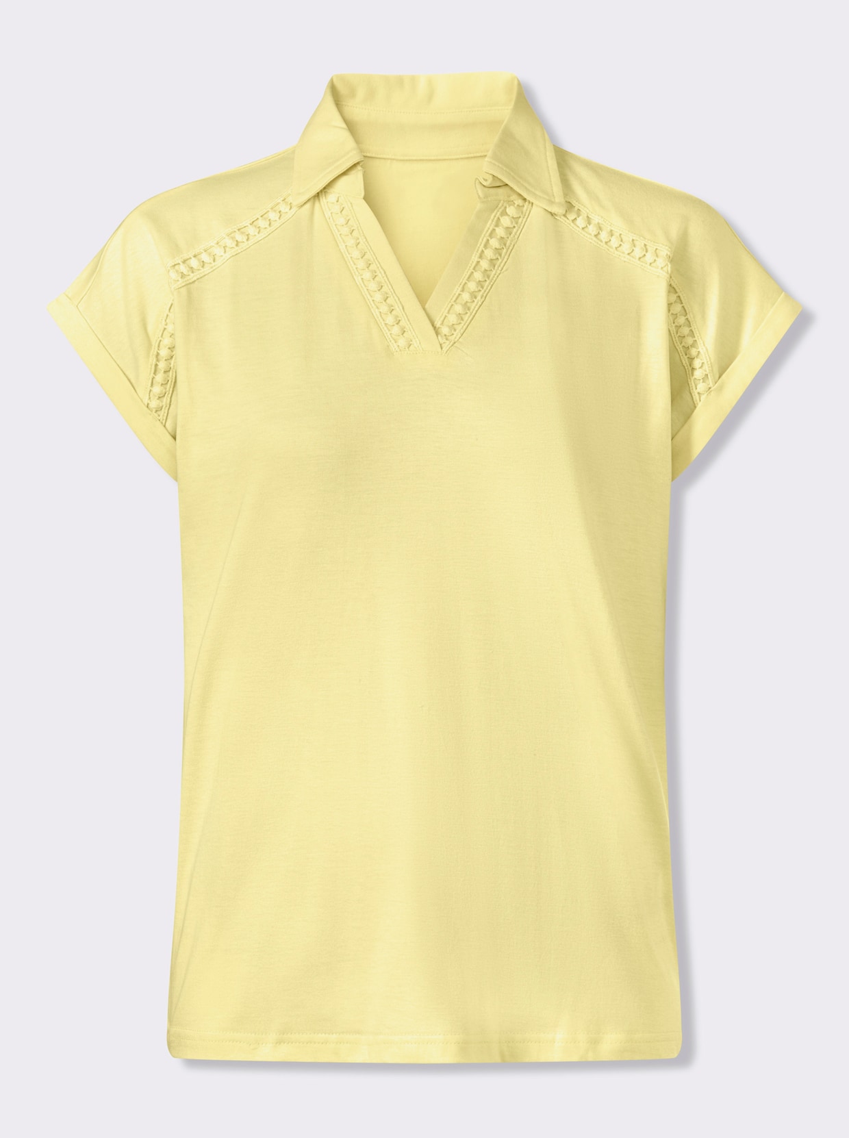 Polokošile s krajkovou bordurou - citronová
