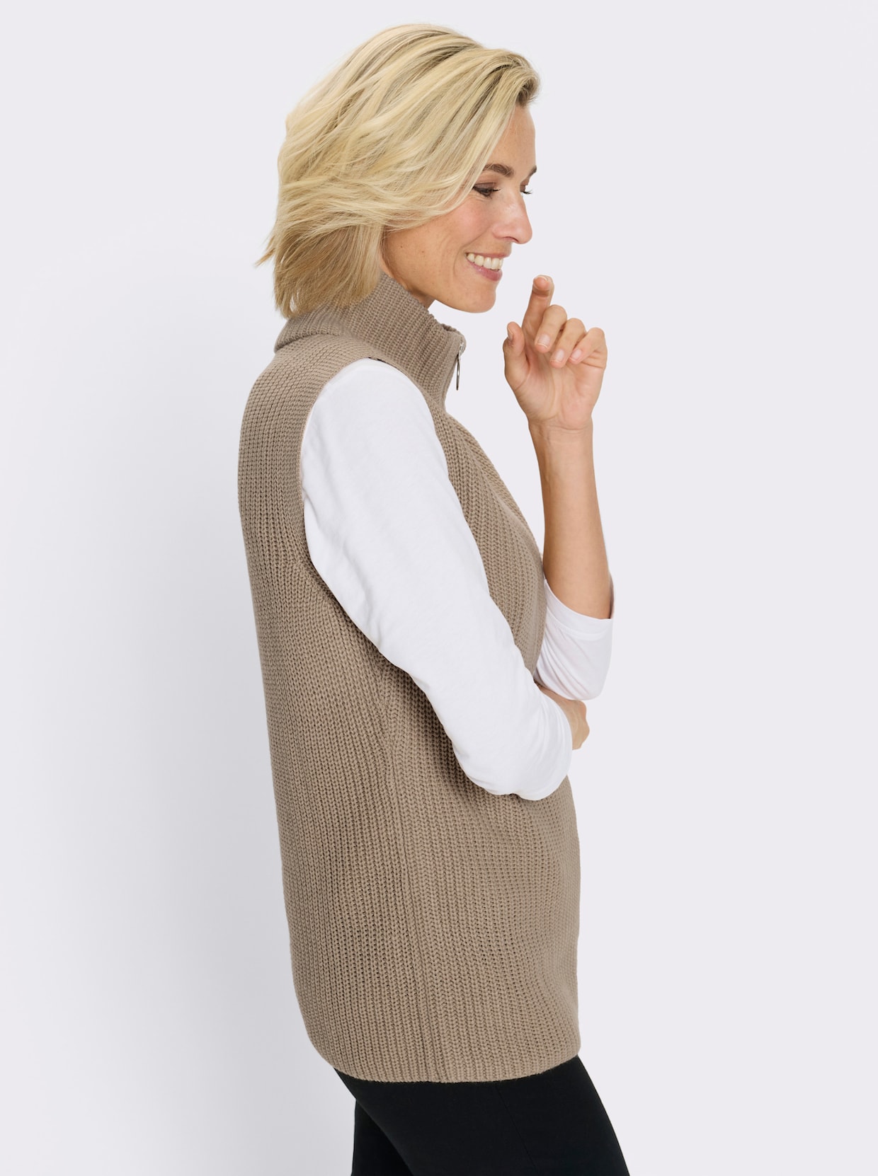 Slip-over van ribtricot - sesam