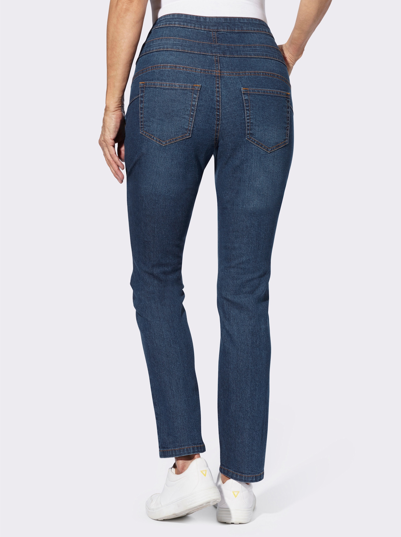 Jeans mit hohem Bund - blue-stone-washed