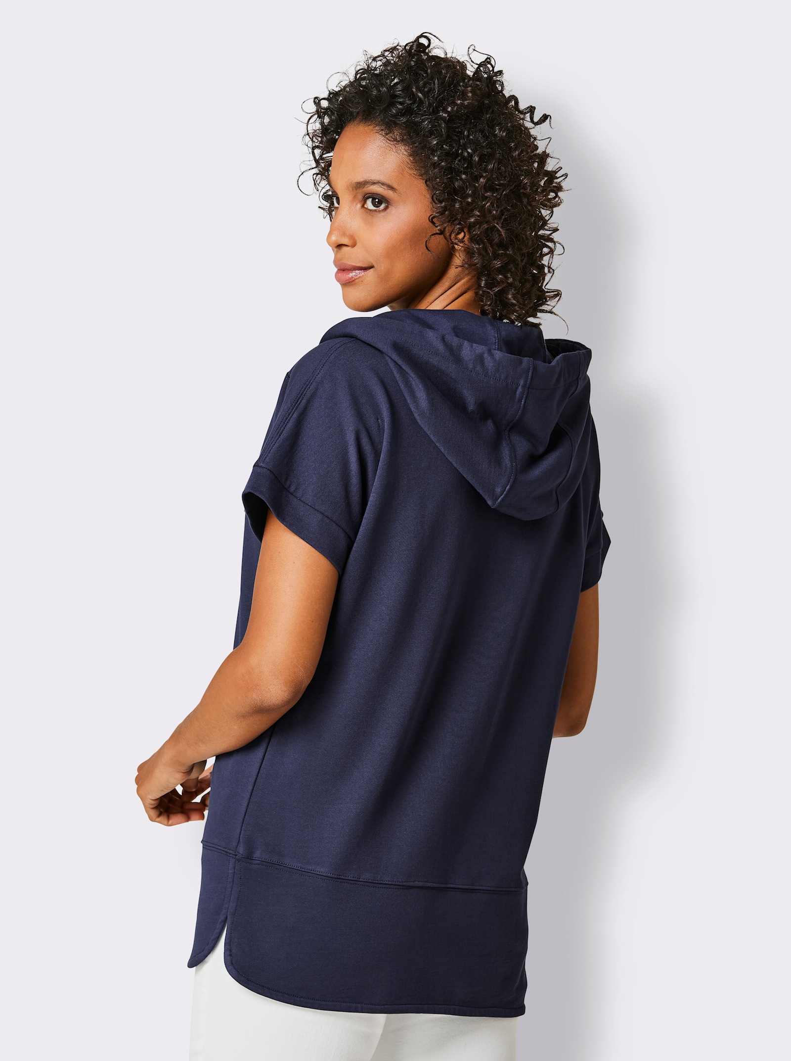 CREATION L PREMIUM Sweatshirt mit überlappender Schulter - marine