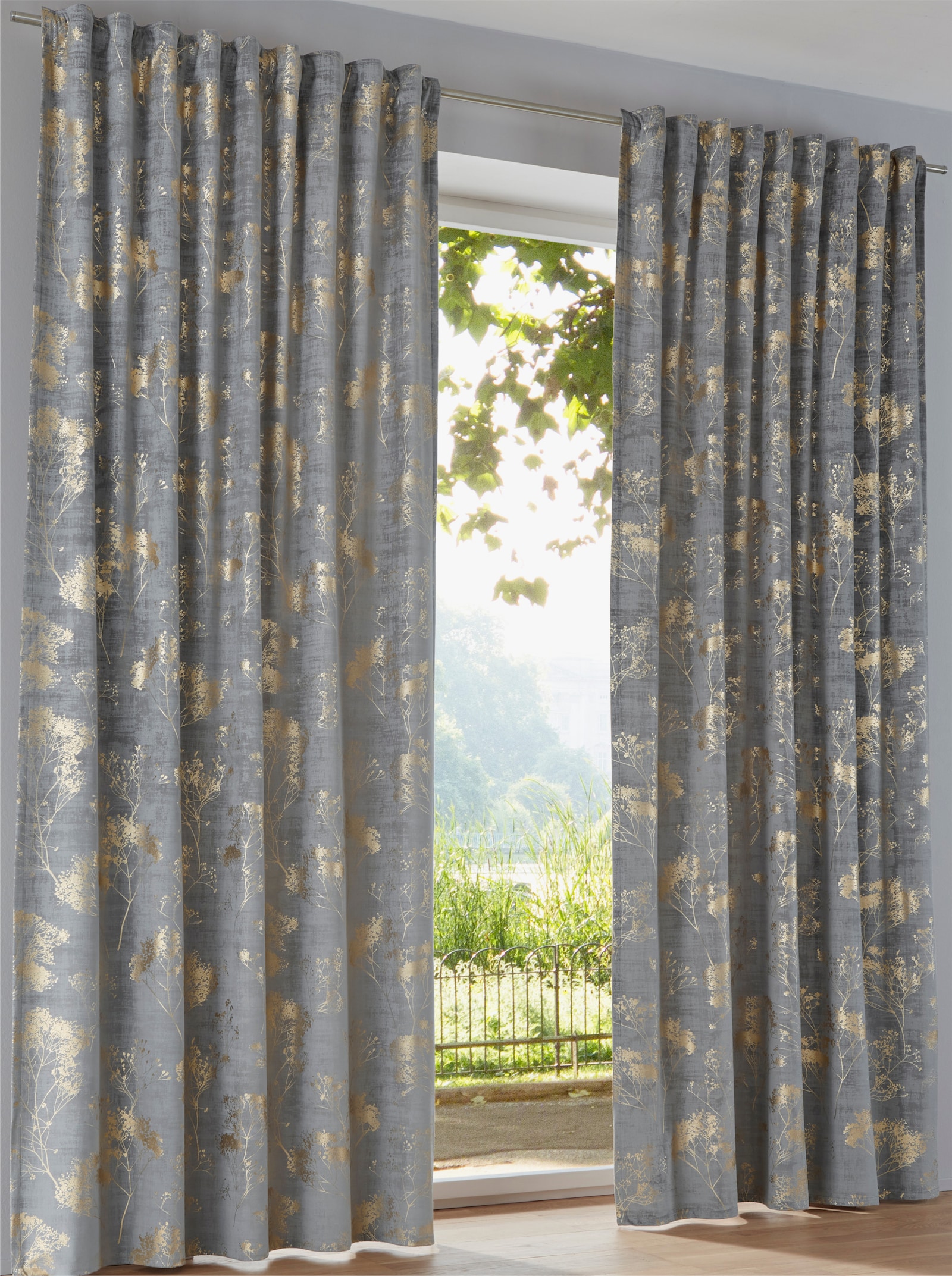 heine home Dekoschal - grau-goldfarben