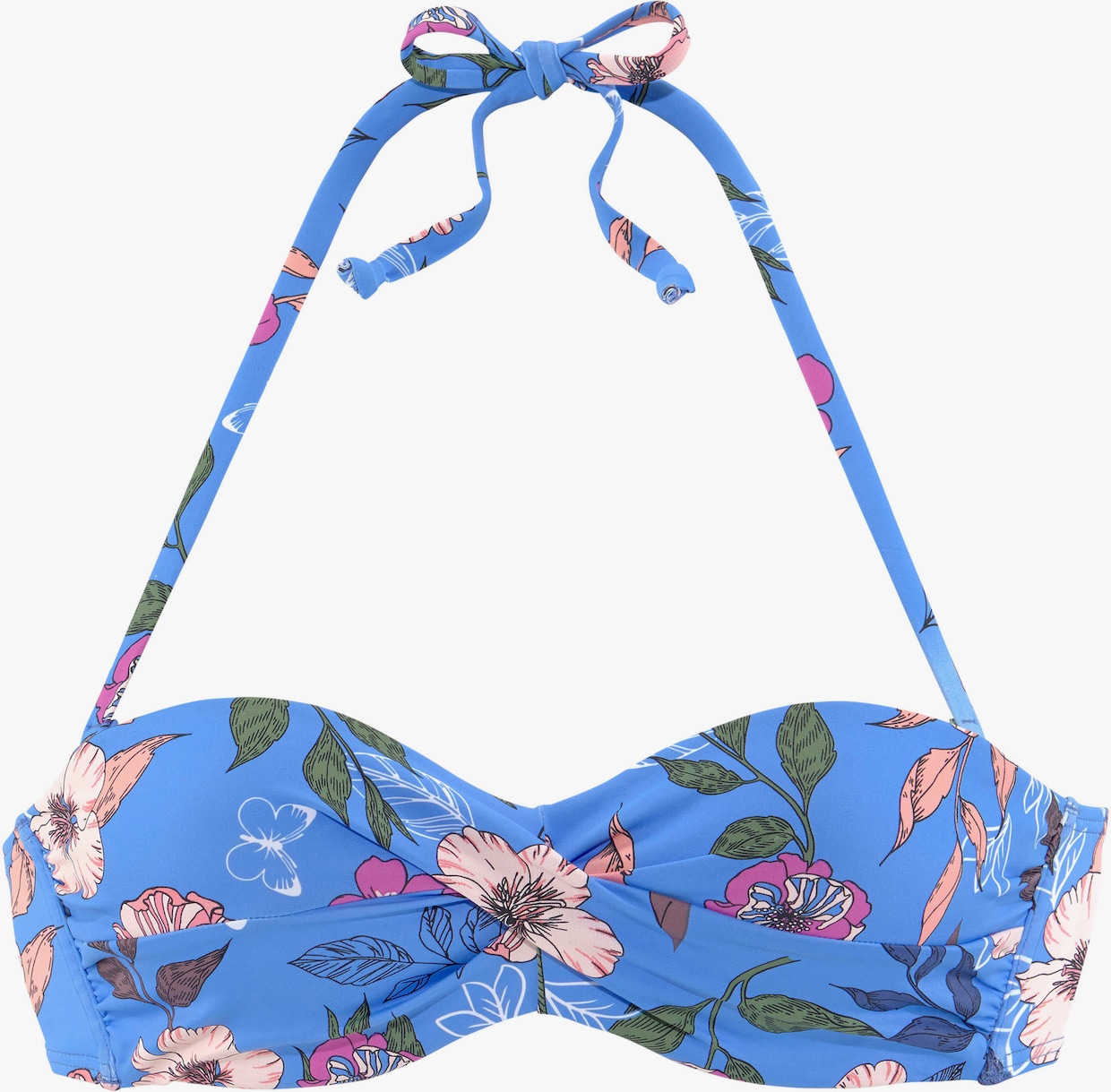 s.Oliver haut de bikini bandeau à armatures - bleu imprimé