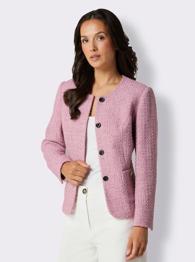CREATION L PREMIUM Bouclé-Blazer mit 30% Wolle - rosé