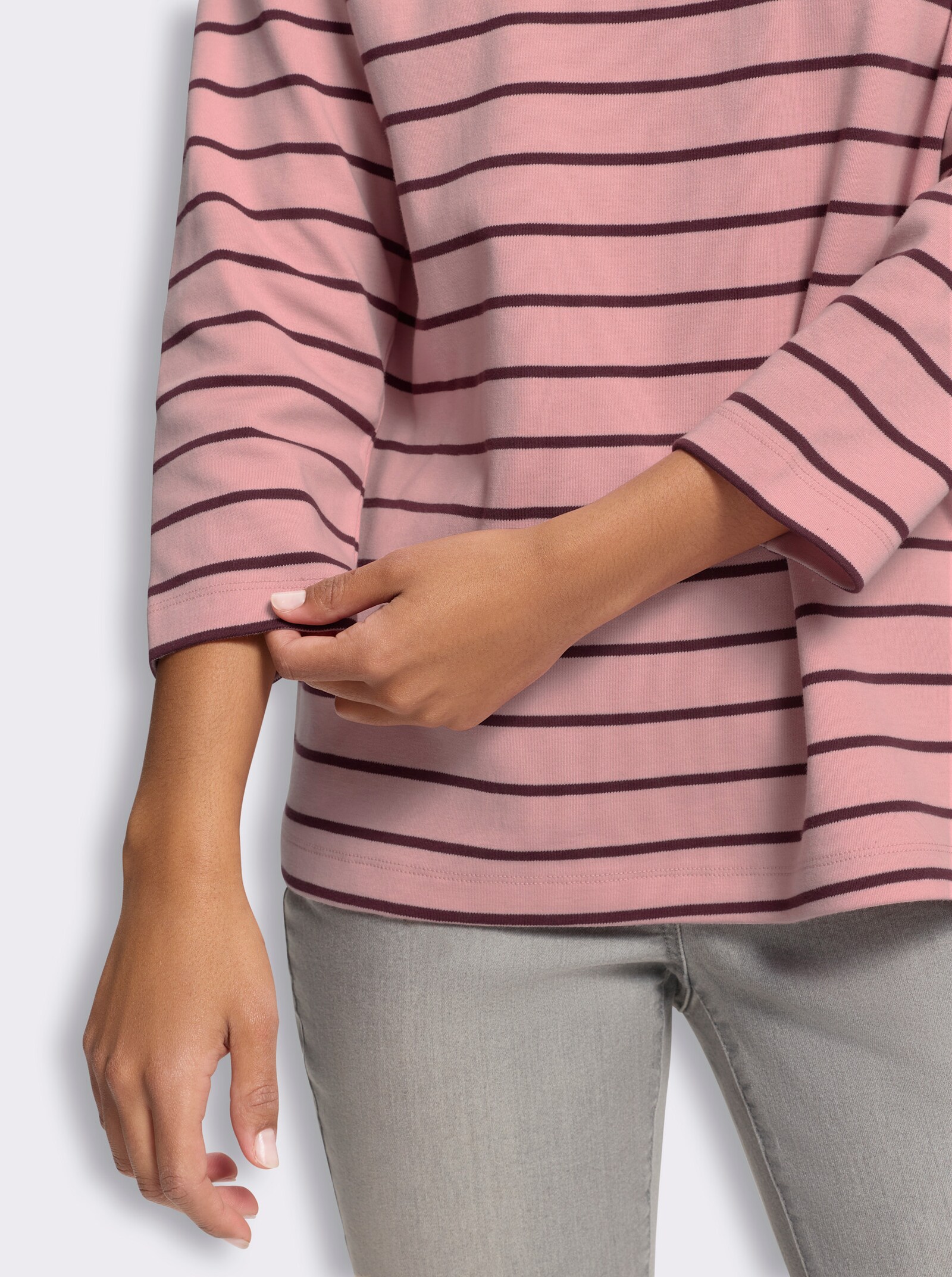 heine Ringelshirt mit 3/4-Arm - rosenquarz-burgund-geringelt