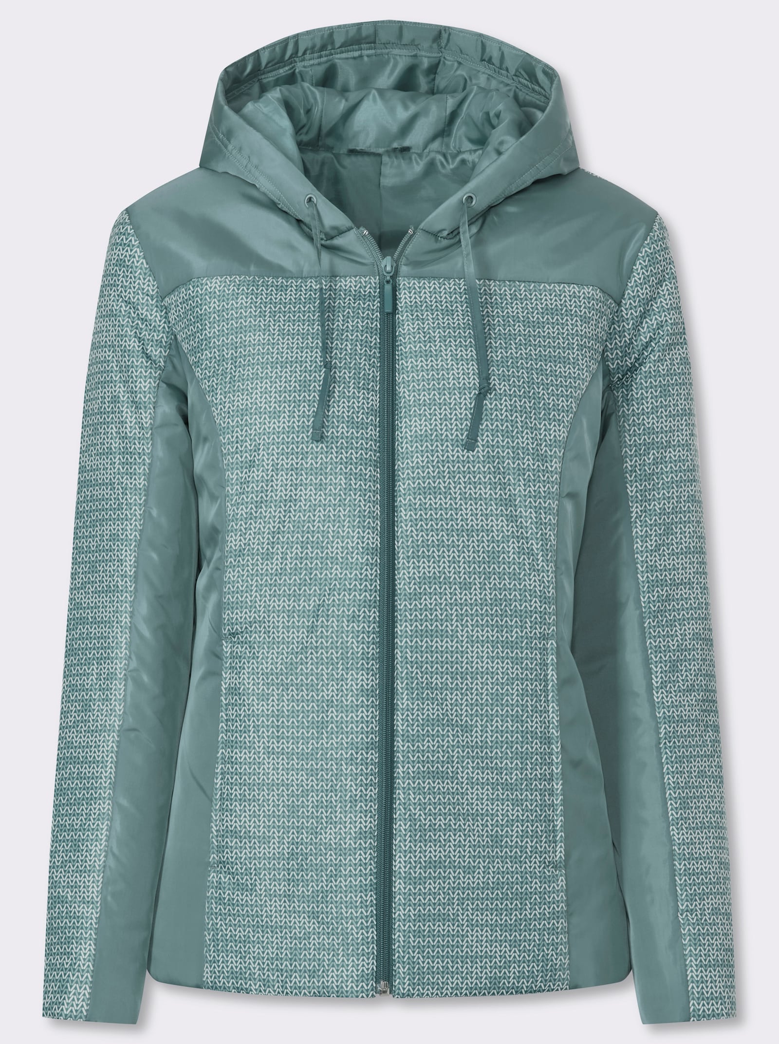 Jacke mit Steppung - jade-ecru-bedruckt