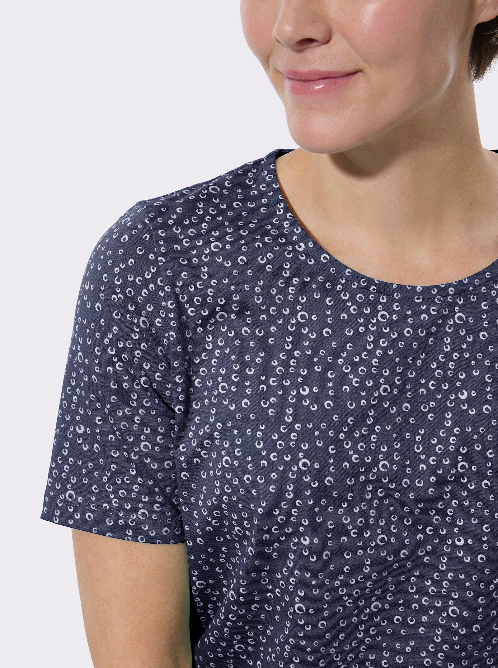 Rundhalsshirt im 2er-Pack - marine-weiß-getupft + marine