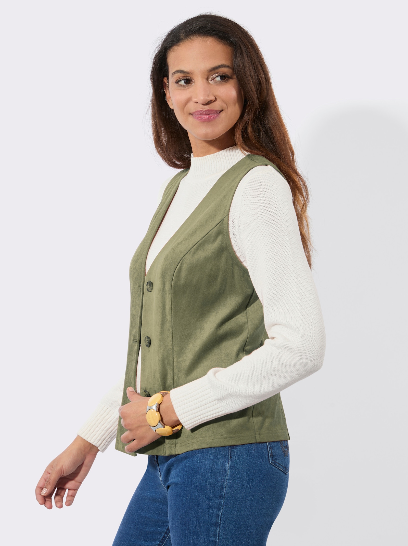 Lederimitatweste mit V-Ausschnitt - schilf