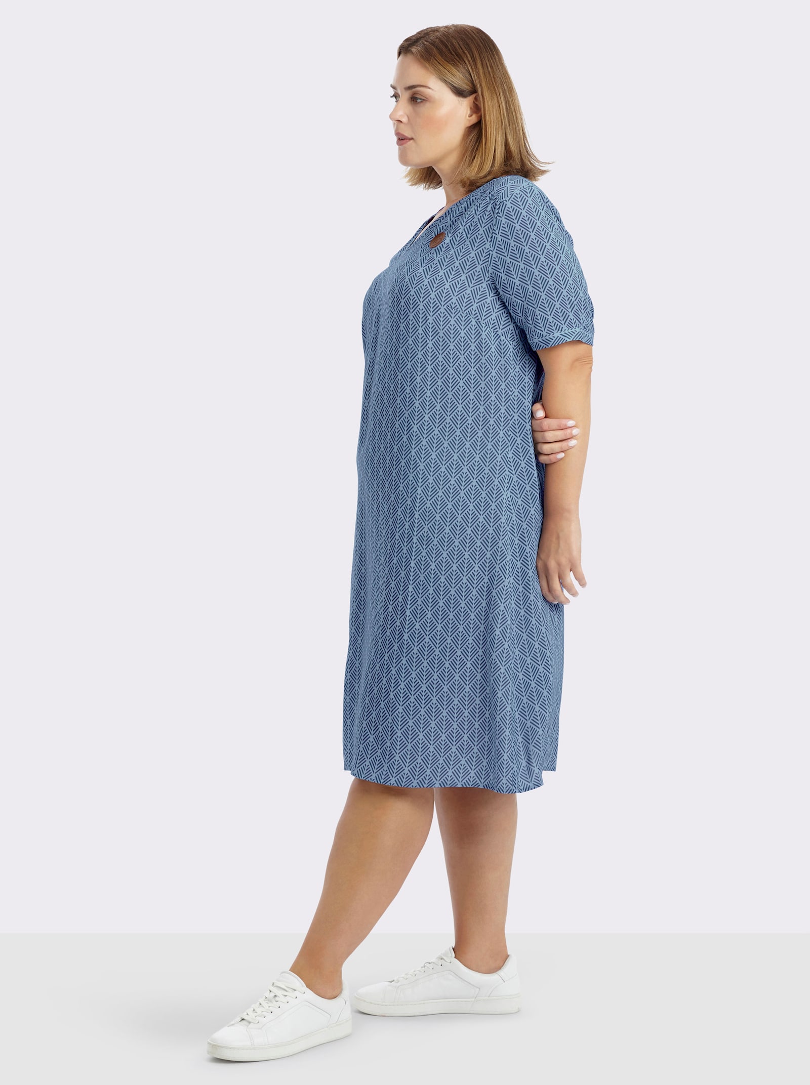 sheego Tunikakleid in A-Linie, mit Grafikprint - bleu-rauchblau-bedruckt