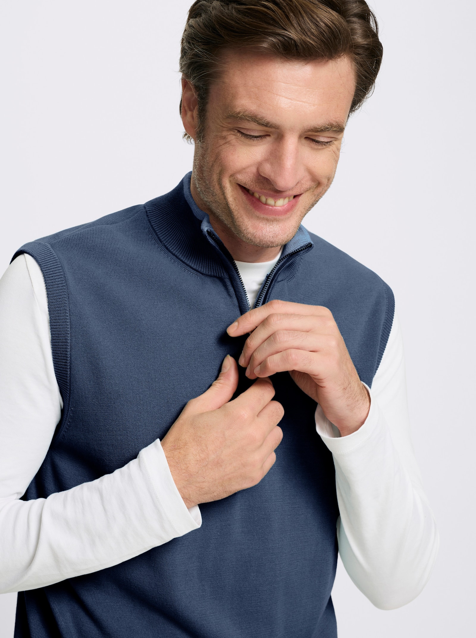 Catamaran Pullunder mit Stehkragen und Reißverschluss - rauchblau