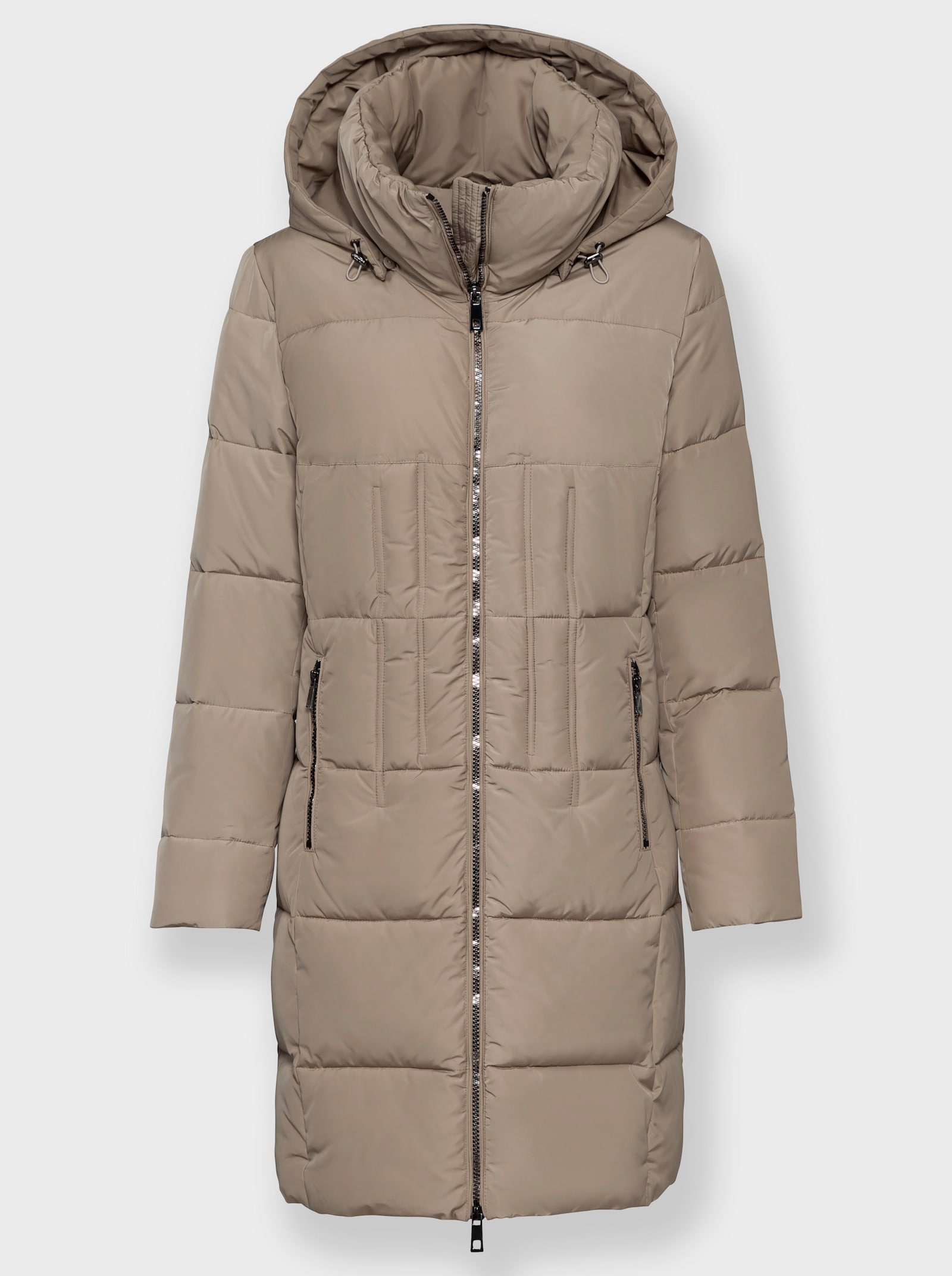 Gewatteerde jas met rimpeling bij de opstaande kraag - sesam