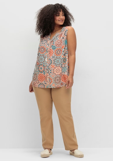 Blusentop - apricot-salbei-bedruckt