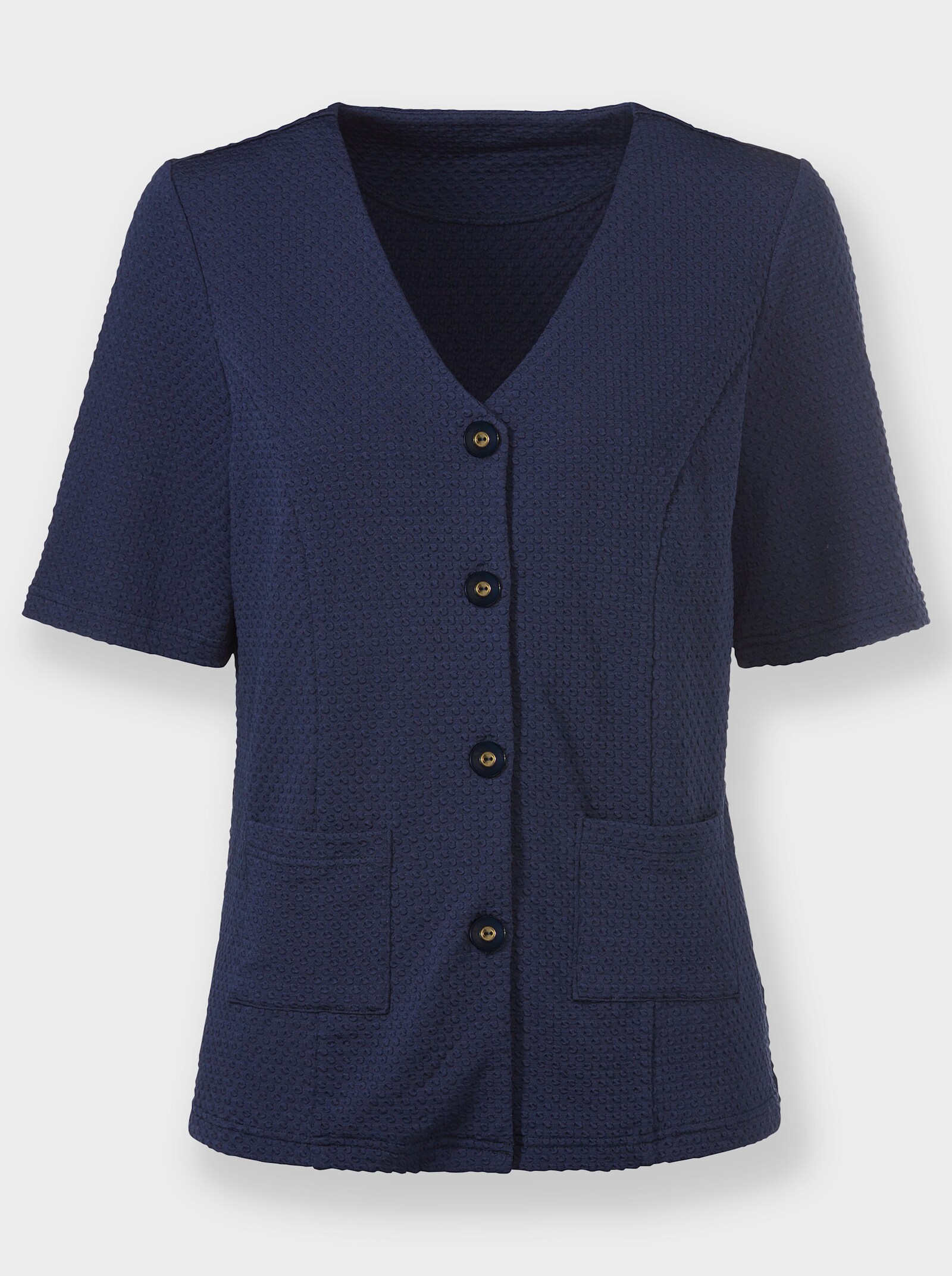 Shirtjacke in Jacquard-Qualität - marine