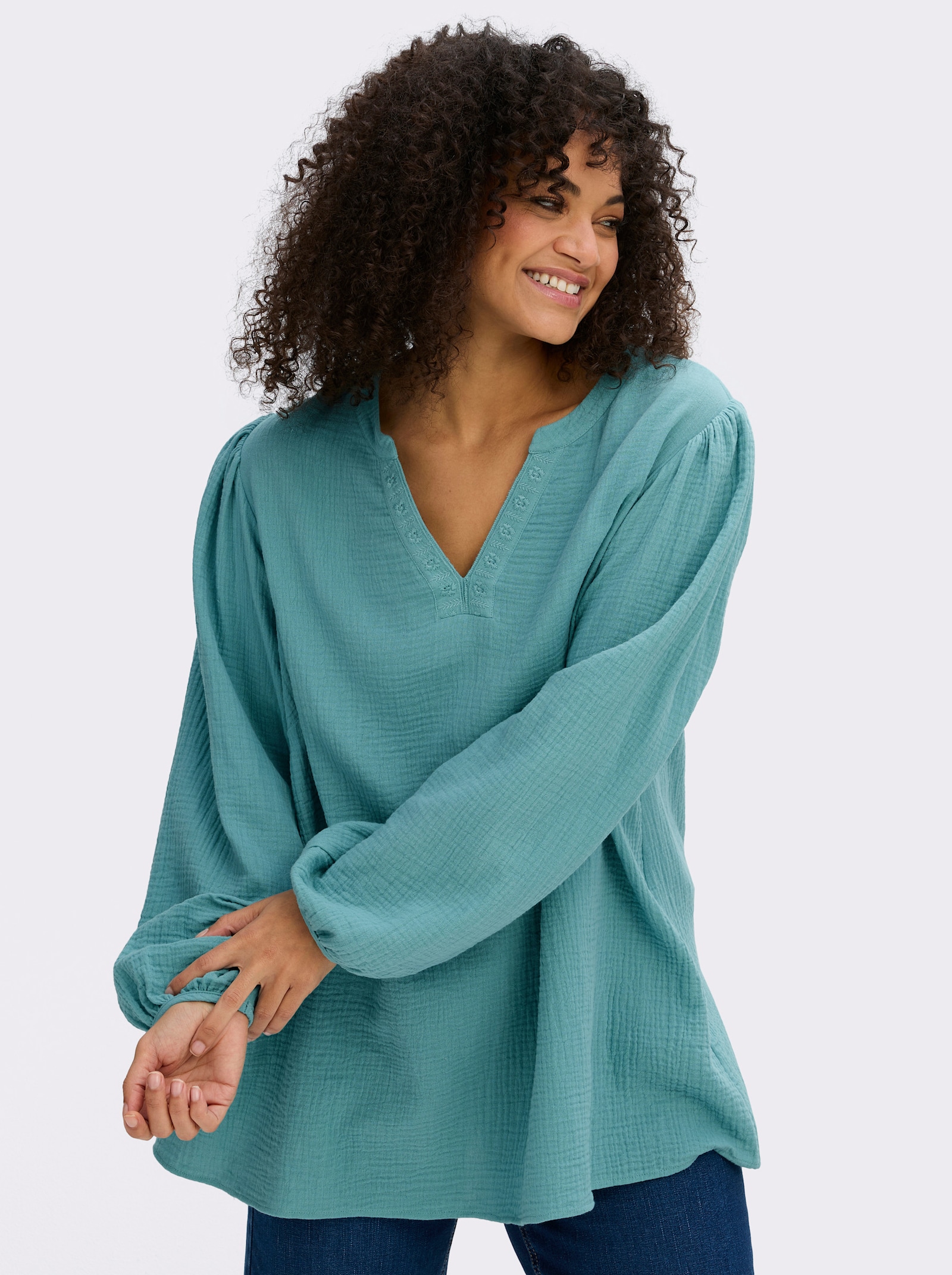 sheego Tuniek met ballonmouwen - oceaan