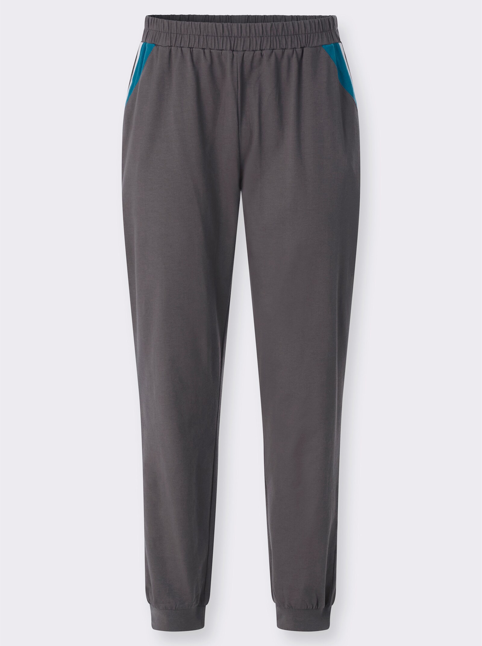 Freizeithose mit Kontrasteinsätzen - anthrazit