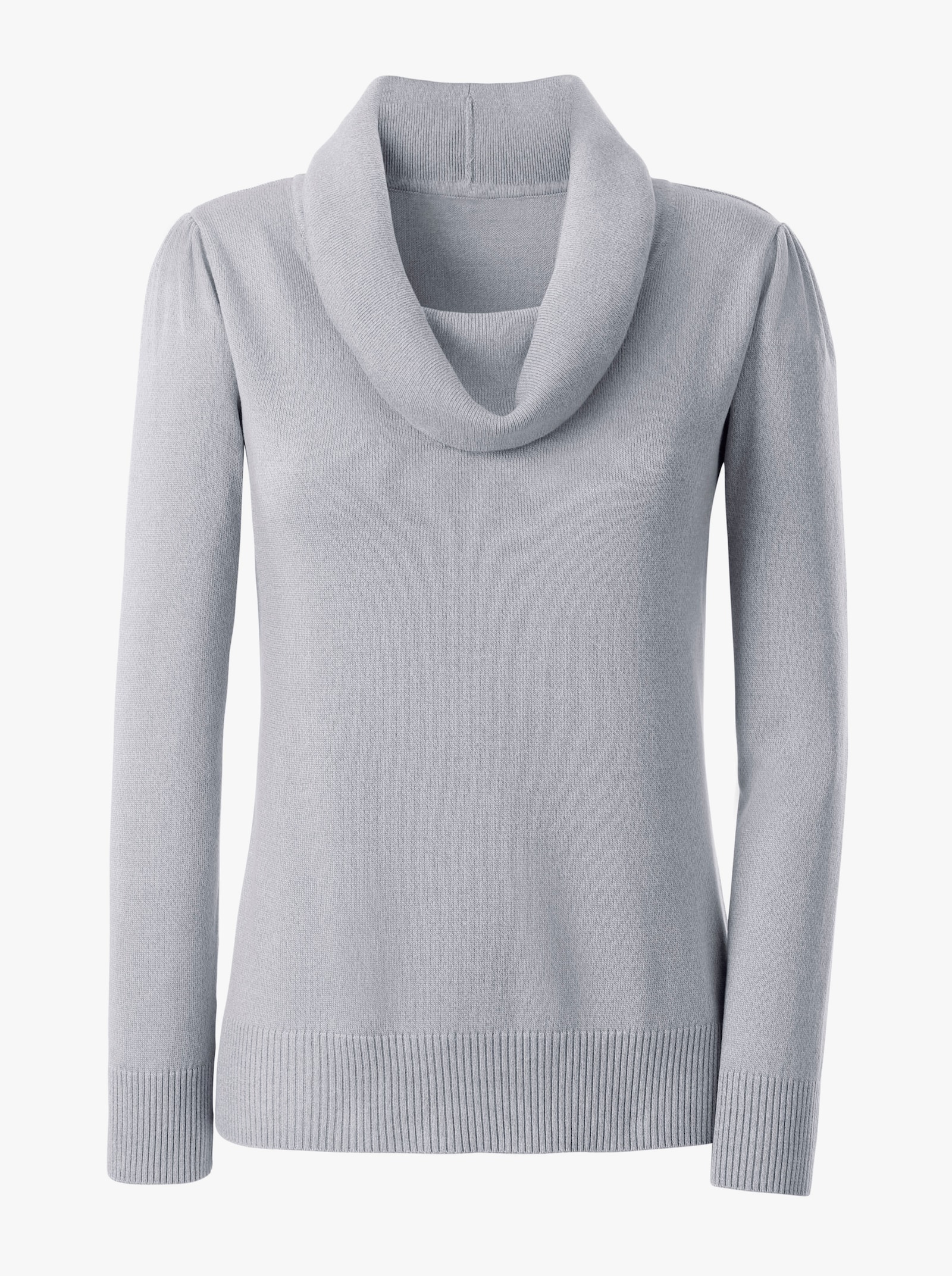 Wasserfallpullover im Baumwoll-Viskose-Mix - grau-meliert