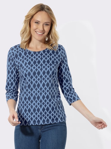 3/4-Arm-Shirt mit modischem Druckmuster - jeansblau-bleu-bedruckt