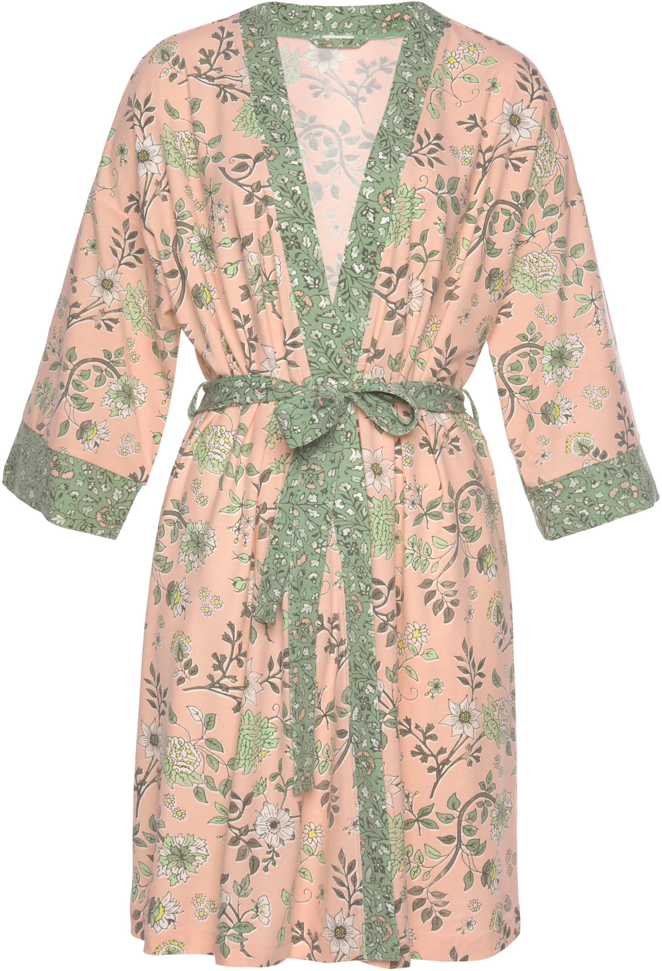 Florale Kimono günstig Kaufen-Kimono in rosa-schilfgrün von LASCANA. Kimono in rosa-schilfgrün von LASCANA <![CDATA[Verspielter Hausmantel mit floralem Print aus 60% Polyester, 36% Viskose, 4% Elasthan.]]>. 