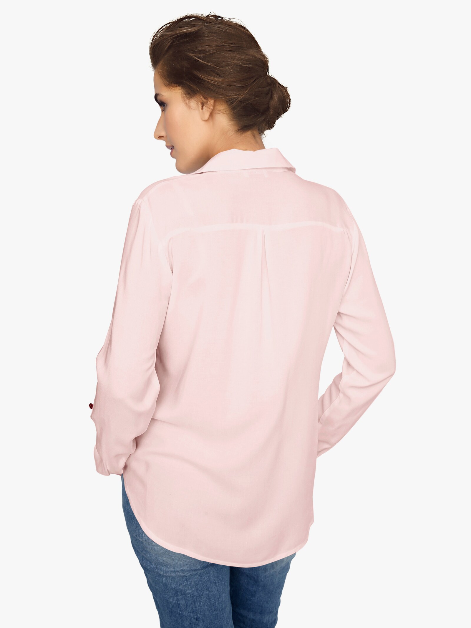 heine Langarm-Bluse mit Zierreißverschlüssen - rosé