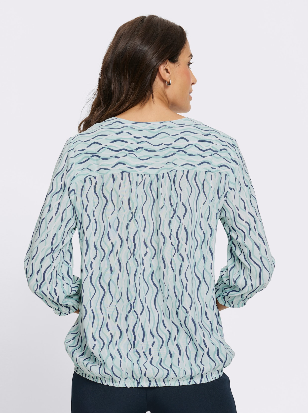 Druckbluse - kalkmint-weiß-bedruckt