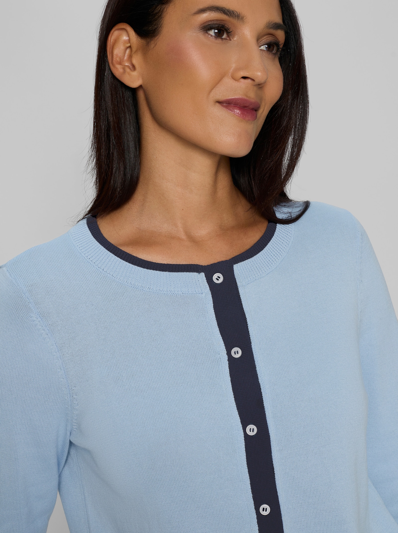 heine Feinstrickjacke in Lagenoptik - hellblau-marine