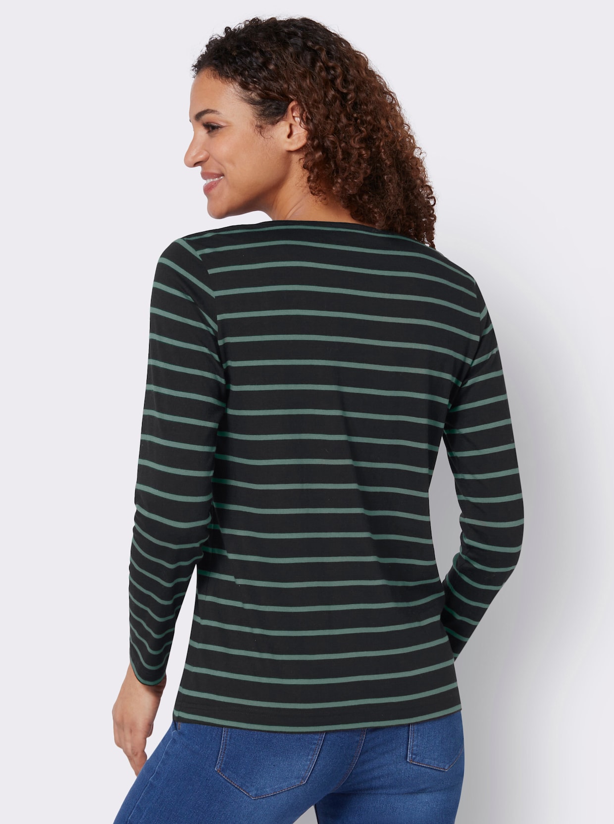 Ringelshirt - jade-schwarz-geringelt
