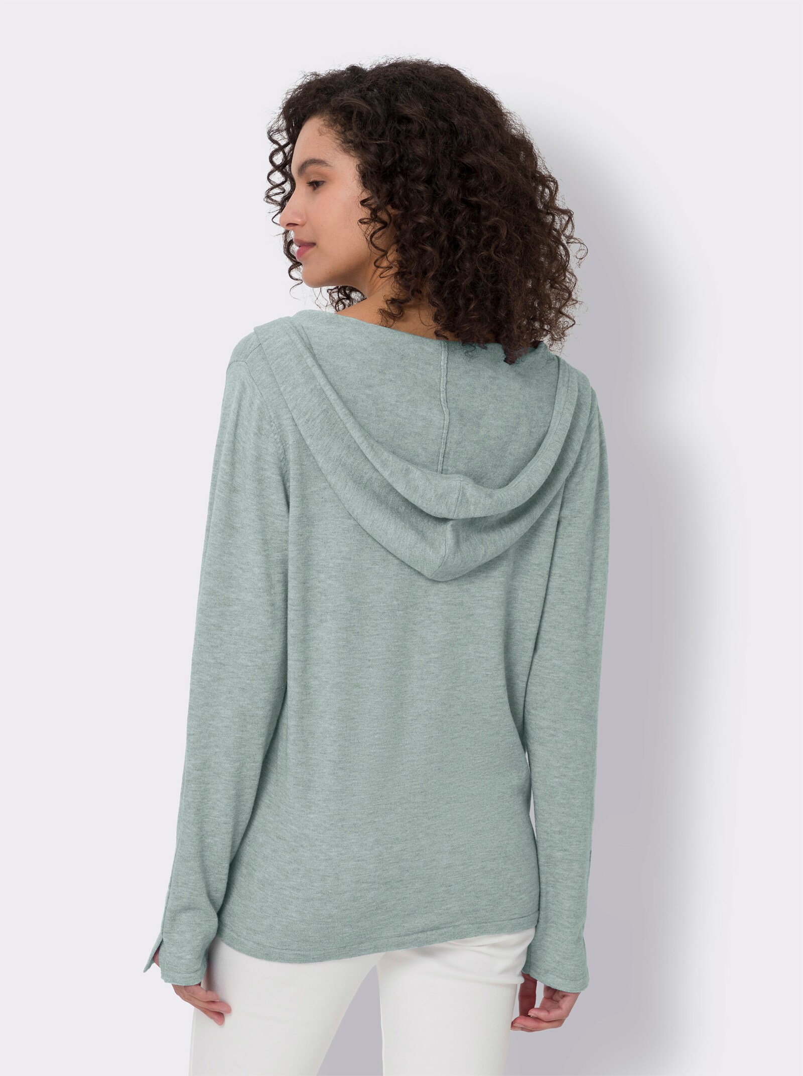 heine Kapuzenstrickjacke in Feinstrick-Qualität - kalkmint-meliert