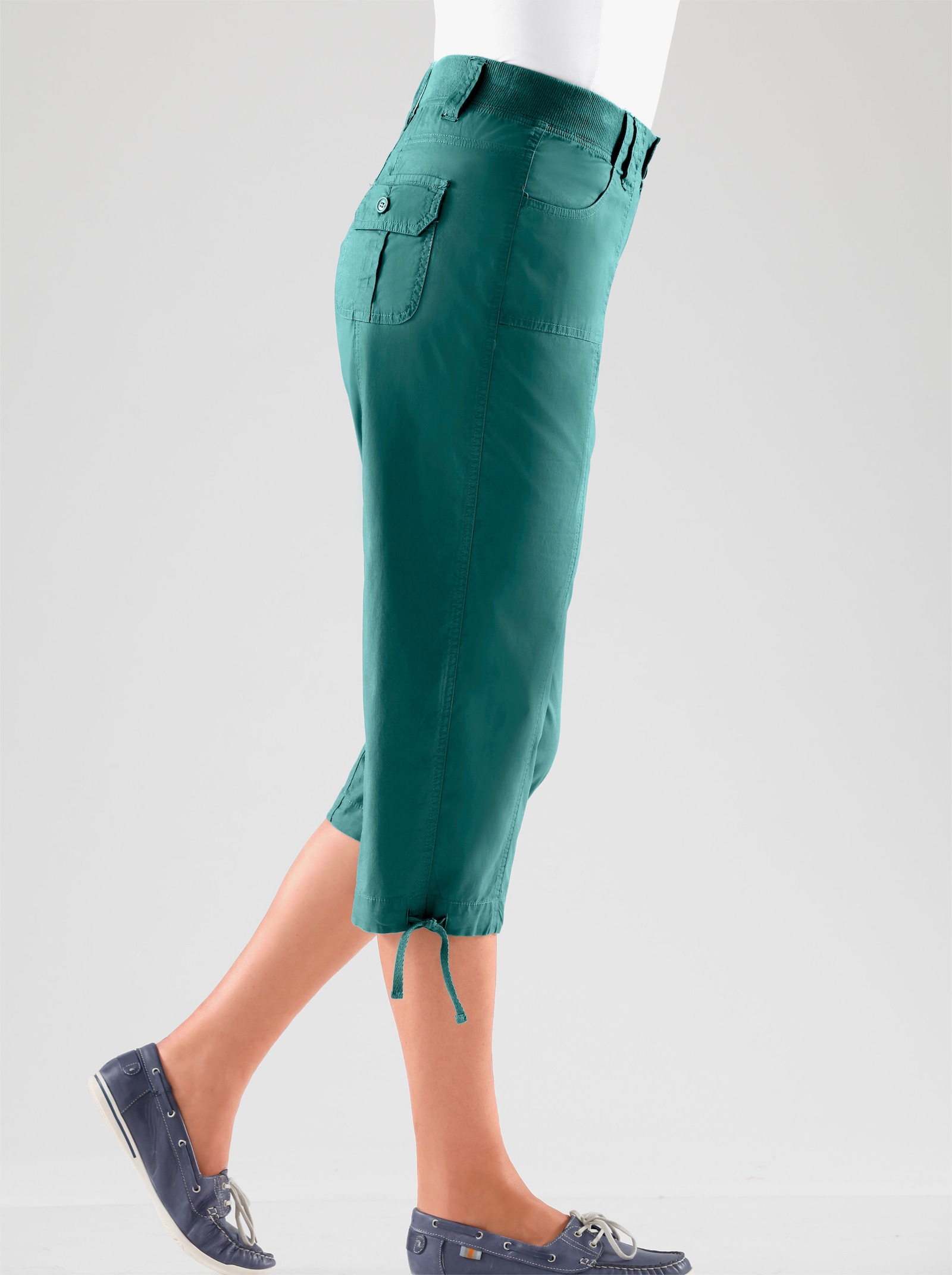 Caprihose mit weitenverstellbarem Saum - petrol