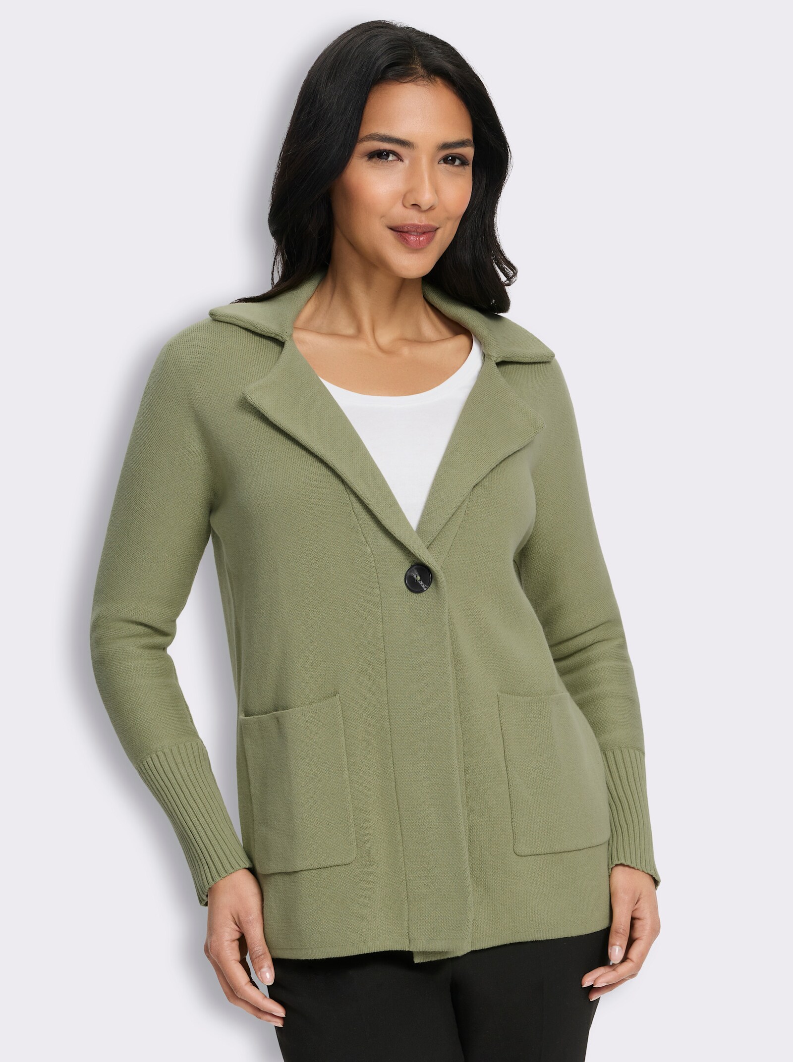 Cardigan in Jacquard-Strick-Qualität - schilf