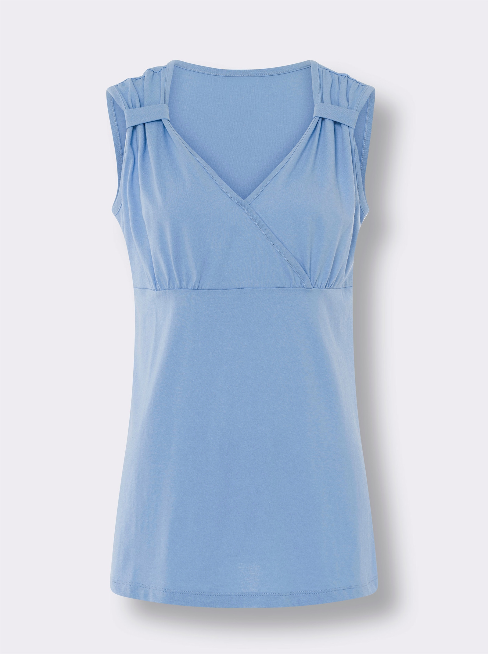 Pyjama met gerimpelde bandjes, bedrukt - hemelsblauw bedrukt