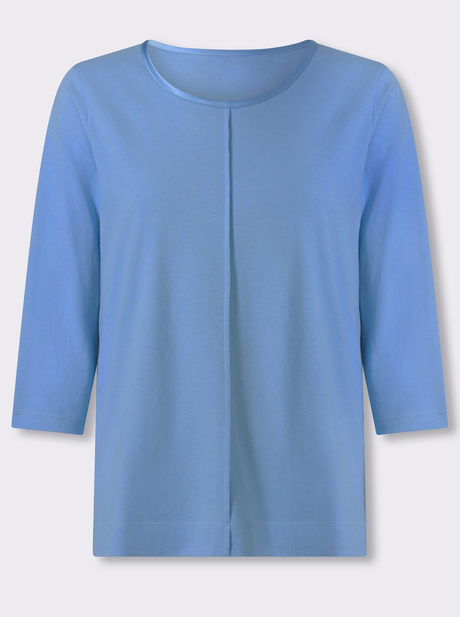 3/4-Arm-Shirt mit Satin-Paspelierung - himmelblau