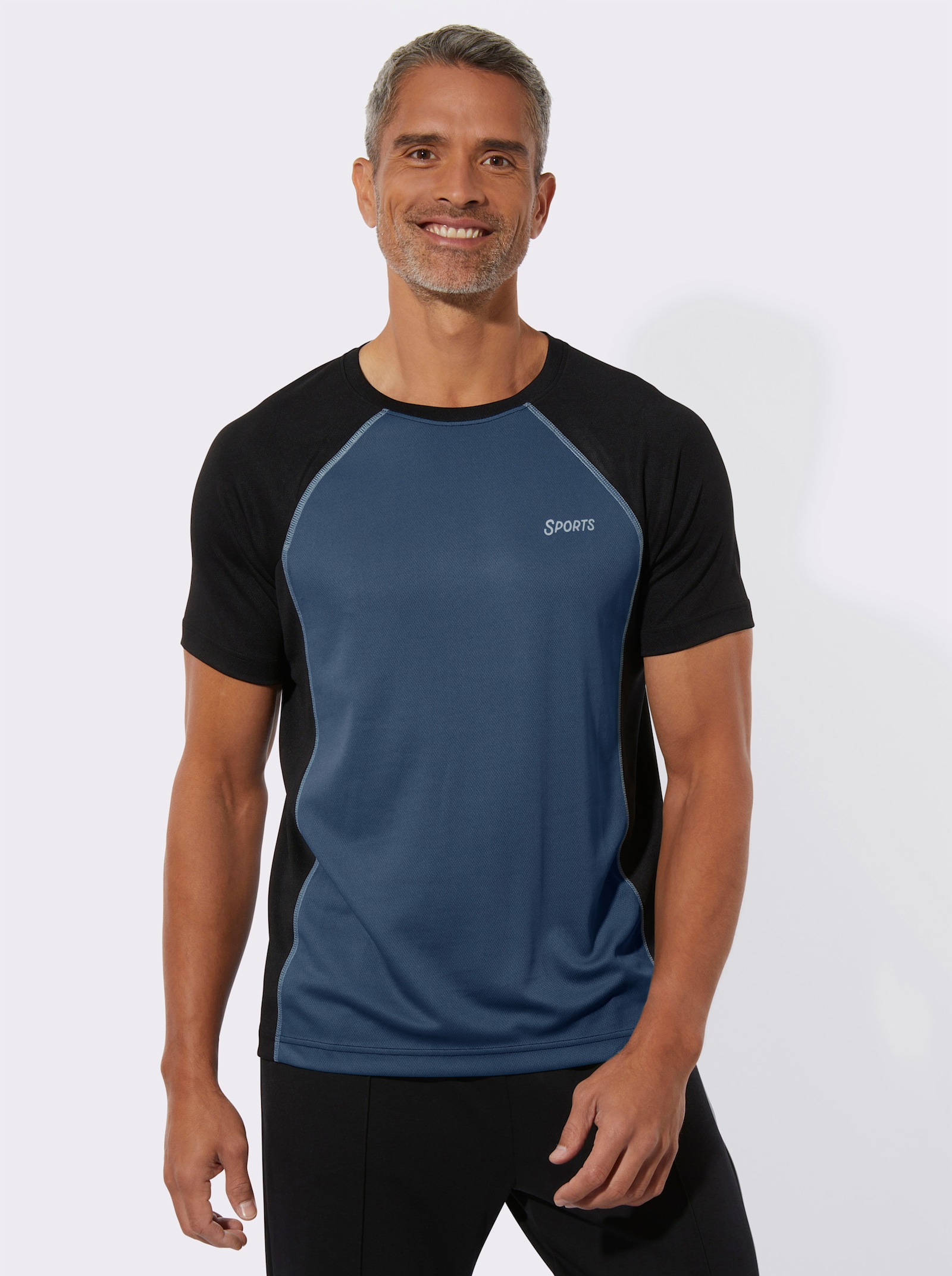 Träningstopp med kontraster - svart-mörkblå