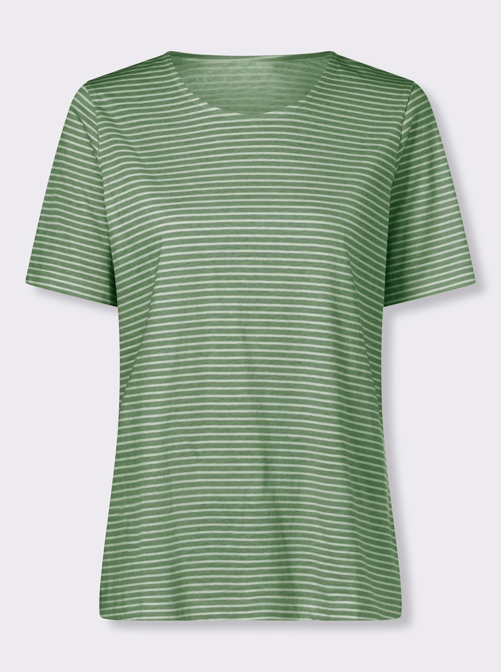 Ringelshirt aus reiner Baumwolle - eucalyptus-ecru-geringelt