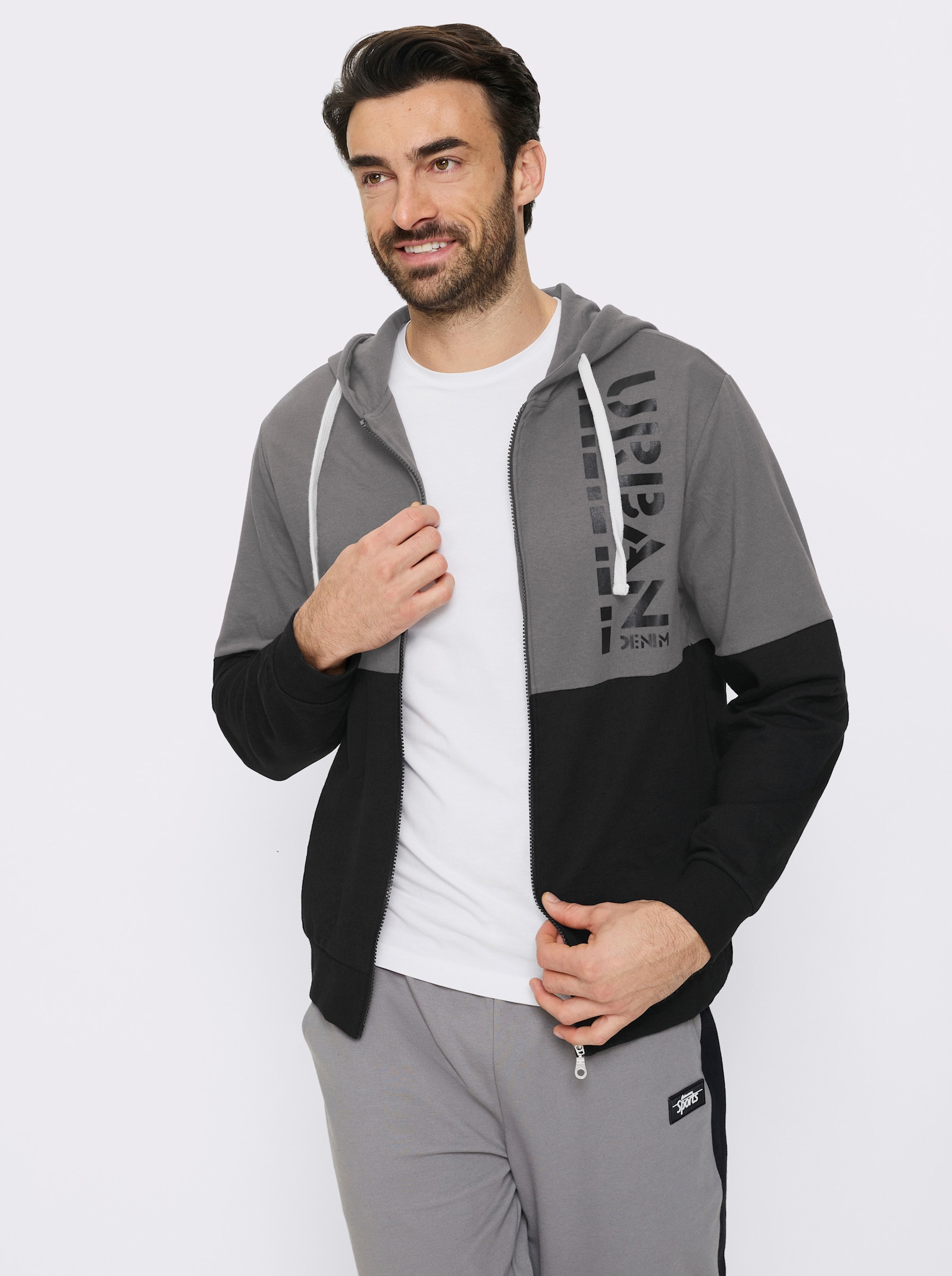 Catamaran Sports Sweatjacke mit weitenregulierbarer Kapuze - grau-schwarz