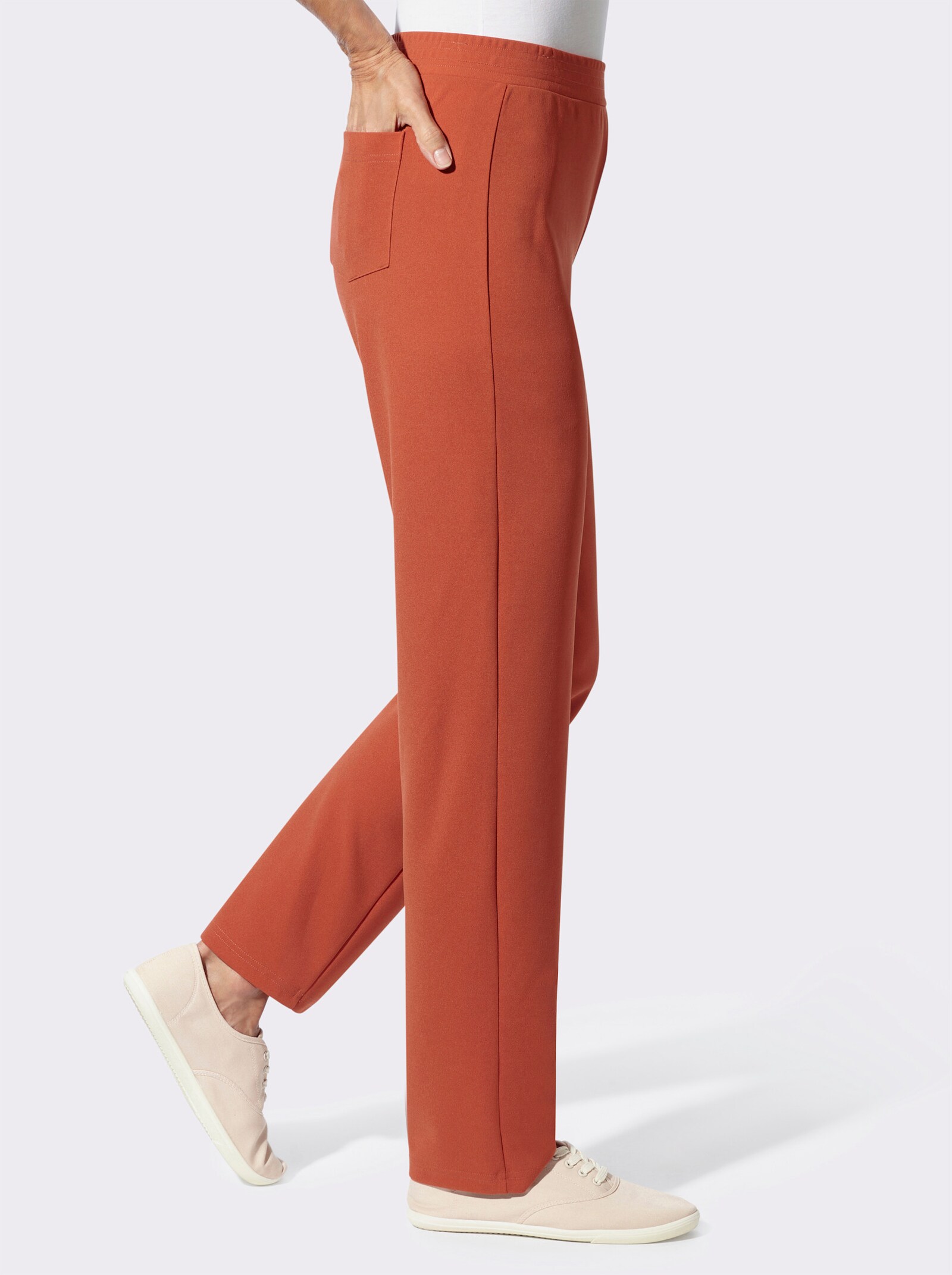 Schlupfhose in gerader Form - rostrot