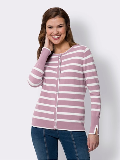 heine Cardigan - rosé-ecru-gestreift